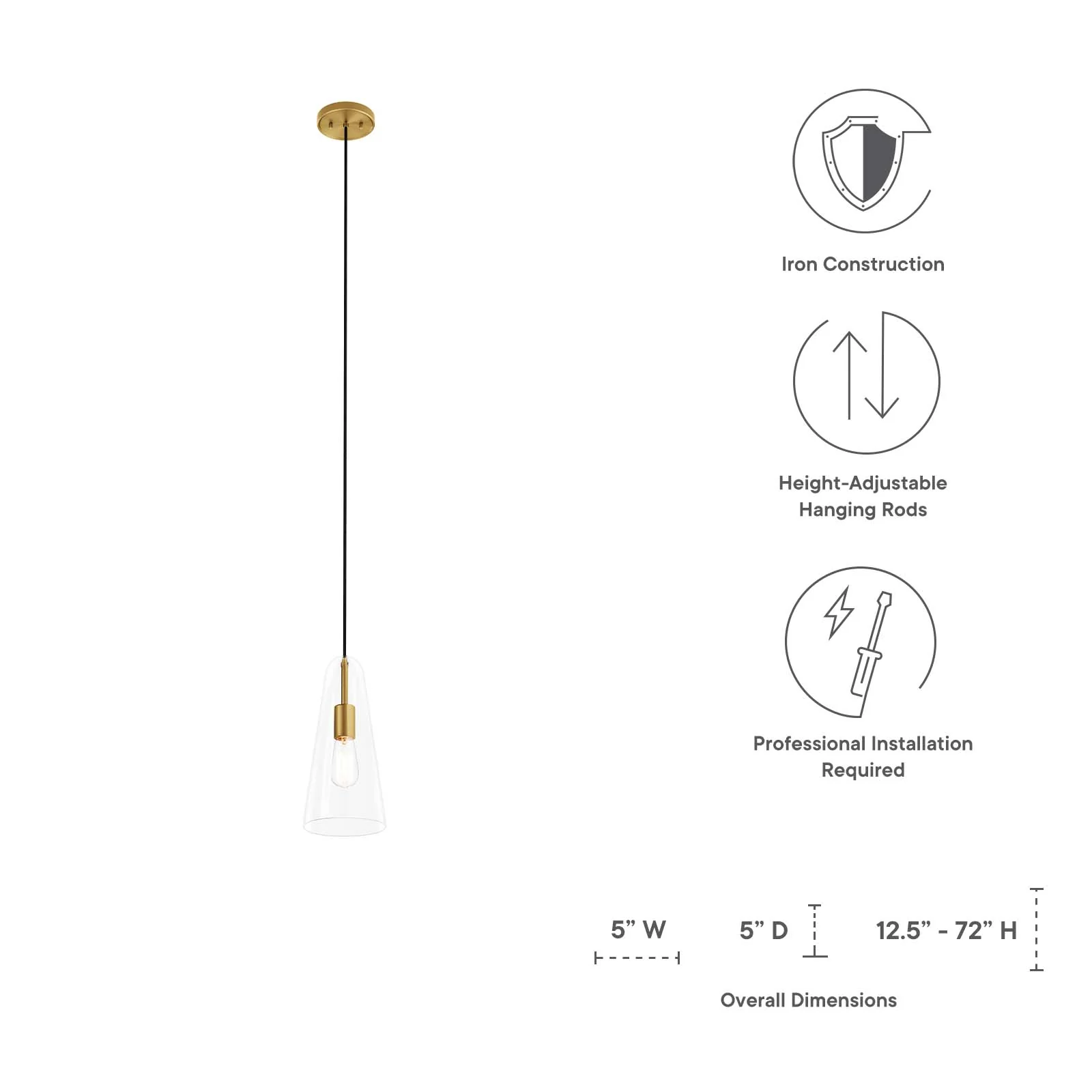 Beacon 1-Light Pendant Light By Modway - EEI-5644 - Image 16