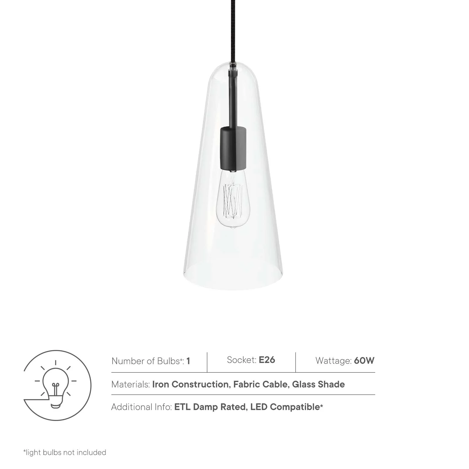 Beacon 1-Light Pendant Light By Modway - EEI-5644 - Image 7