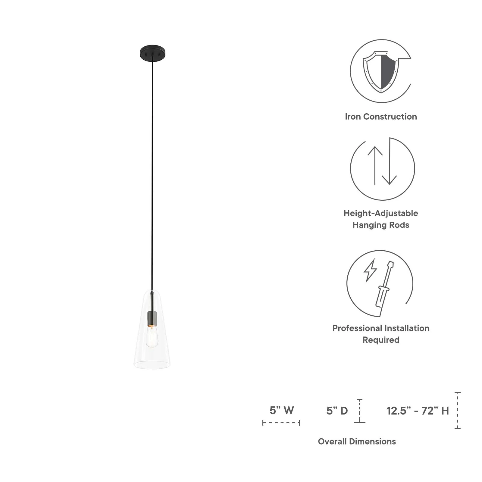 Beacon 1-Light Pendant Light By Modway - EEI-5644 - Image 8