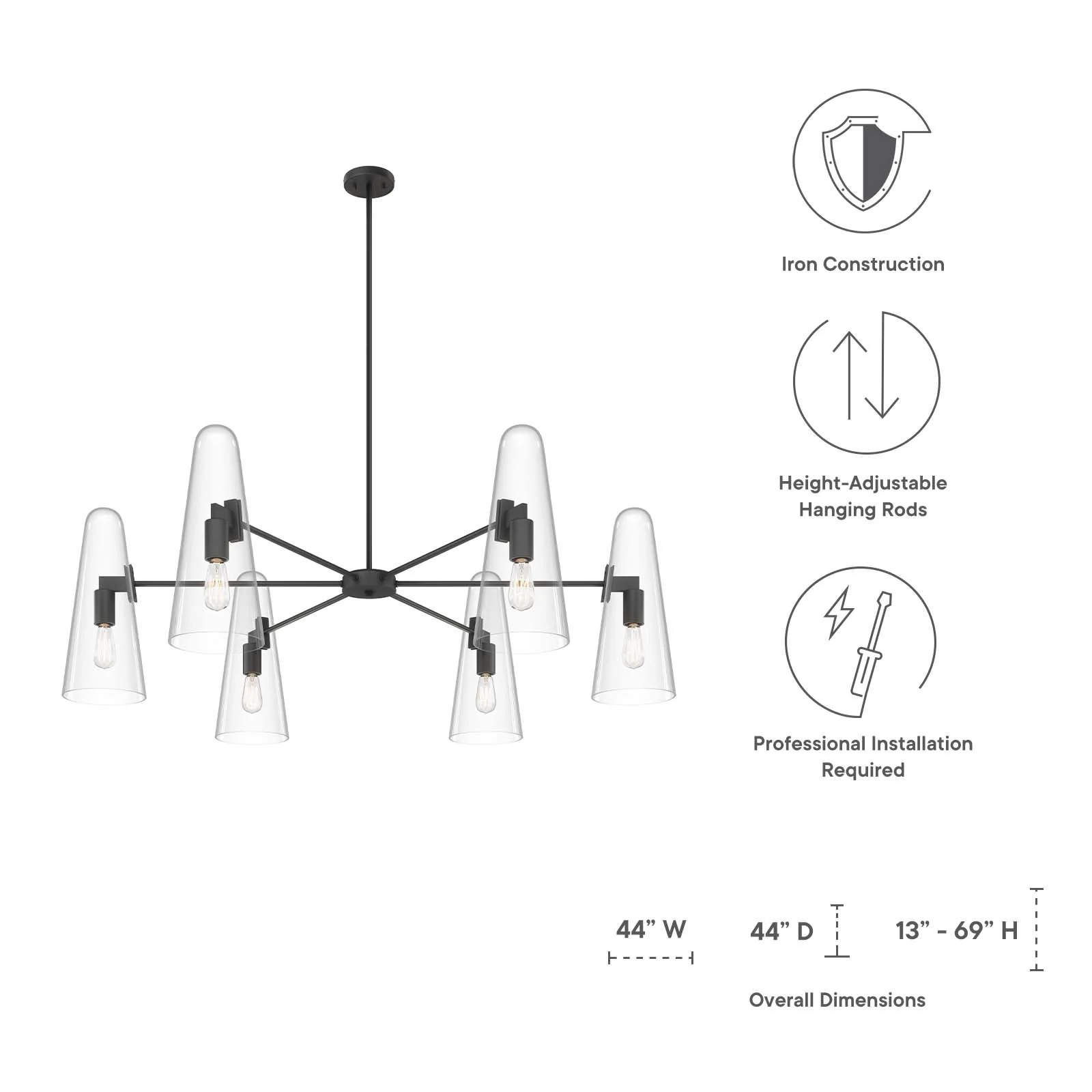 Beacon 6-Light Chandelier By Modway - EEI-5648 - Image 8