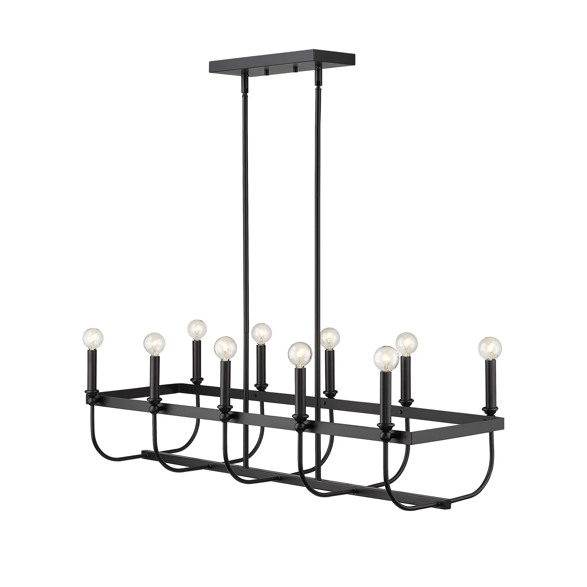 Beckett 10-Light Matte Black Island Pendant By Homeroots - Image 2