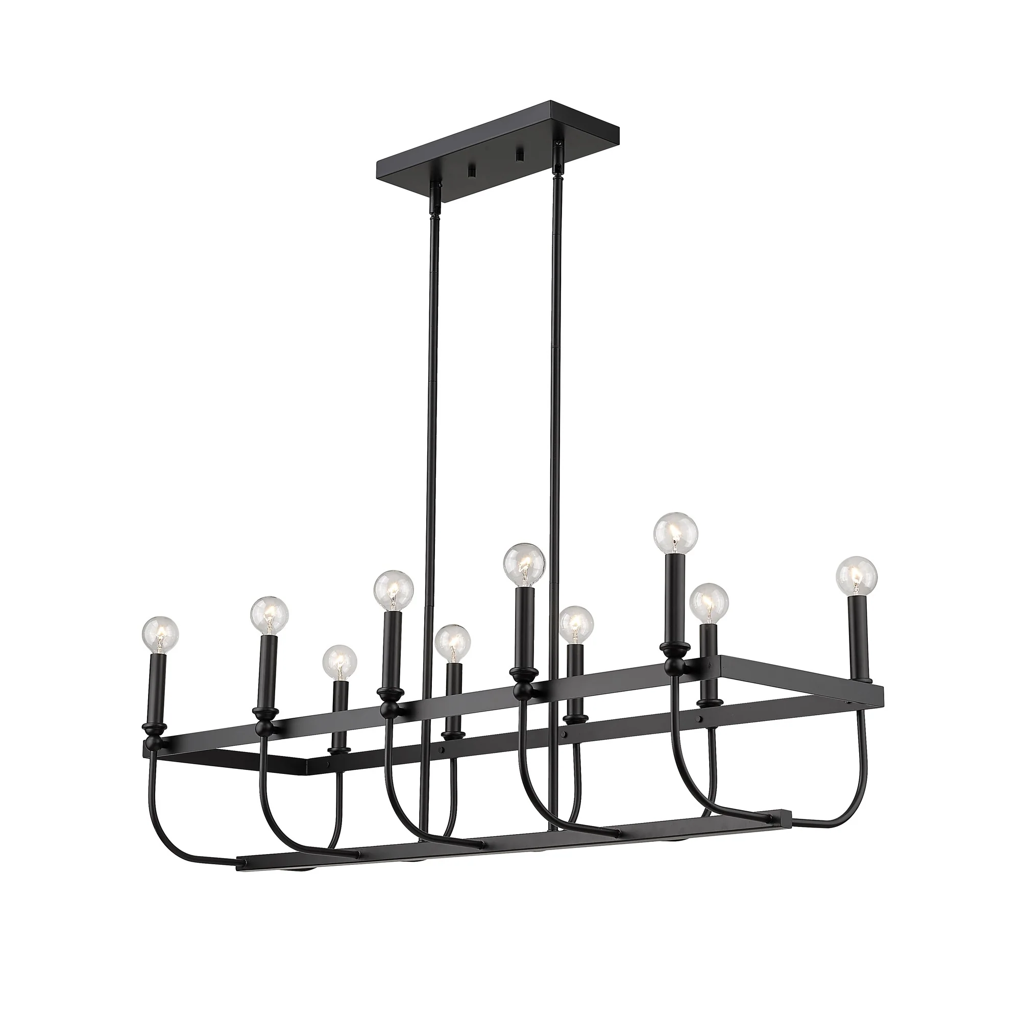 Beckett 10-Light Matte Black Island Pendant By Homeroots - Image 3