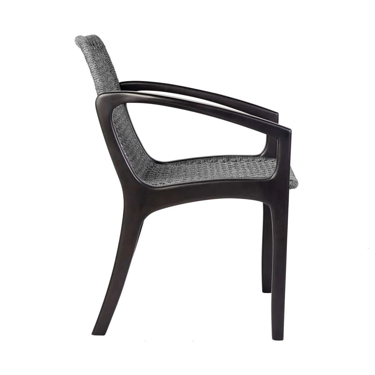 Beckham Outdoor Patio Dining Chair in Dark Eucalyptus Wood and Gray Rope By Armen Living - Image 4