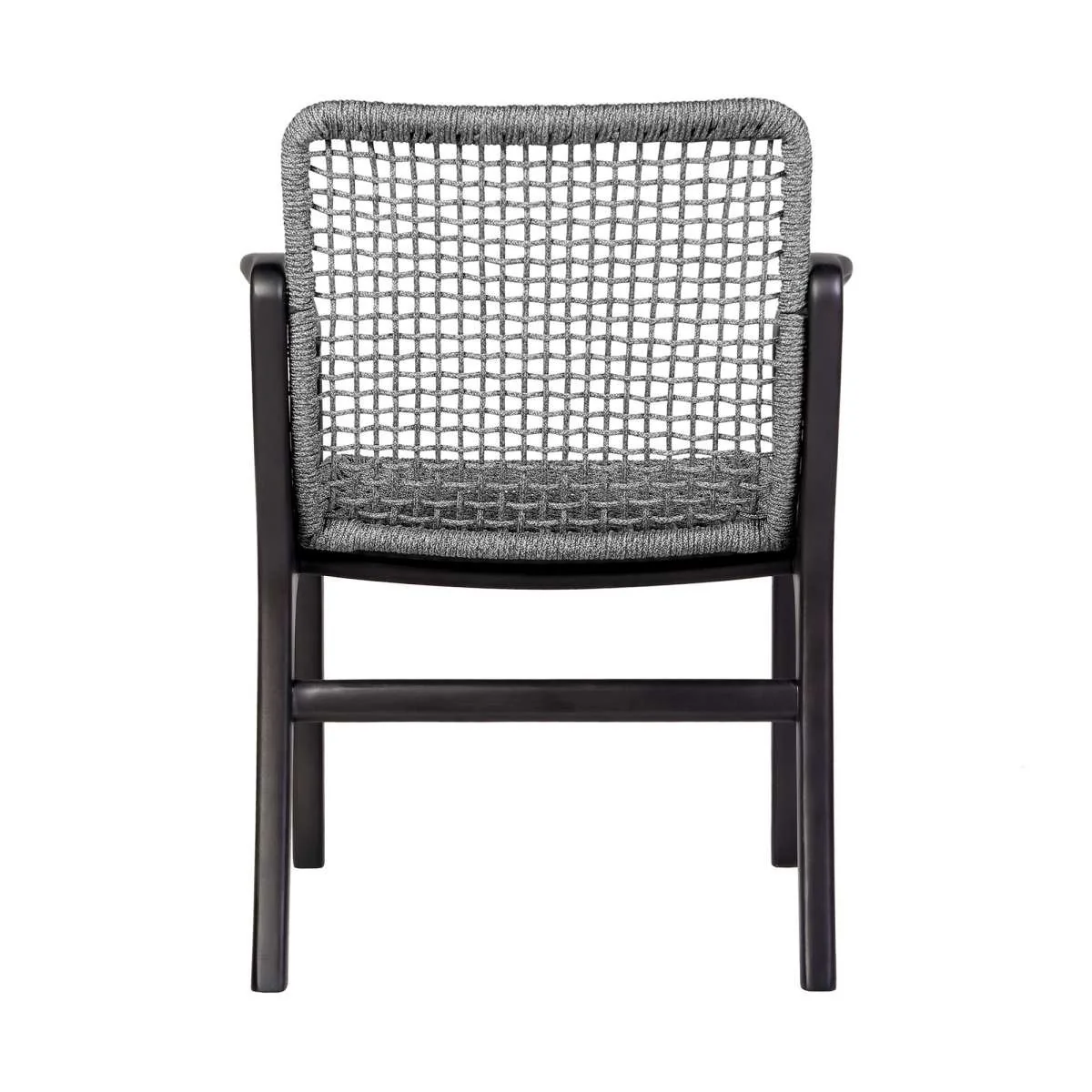 Beckham Outdoor Patio Dining Chair in Dark Eucalyptus Wood and Gray Rope By Armen Living - Image 5