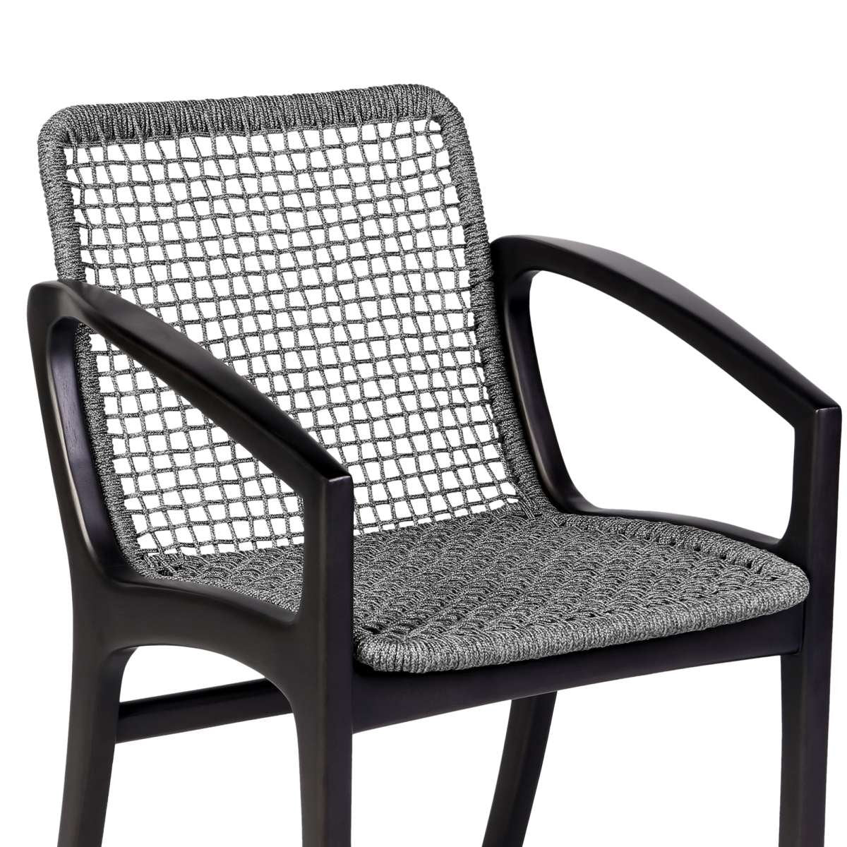 Beckham Outdoor Patio Dining Chair in Dark Eucalyptus Wood and Gray Rope By Armen Living - Image 6