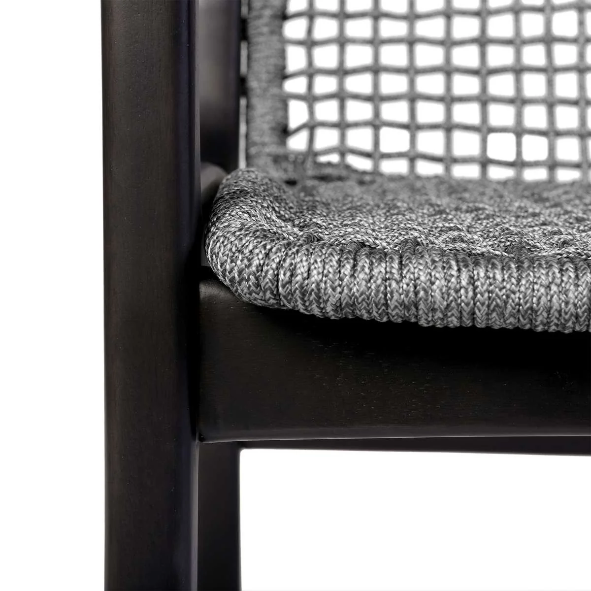 Beckham Outdoor Patio Dining Chair in Dark Eucalyptus Wood and Gray Rope By Armen Living - Image 7