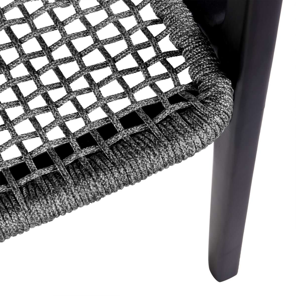 Beckham Outdoor Patio Dining Chair in Dark Eucalyptus Wood and Gray Rope By Armen Living - Image 8