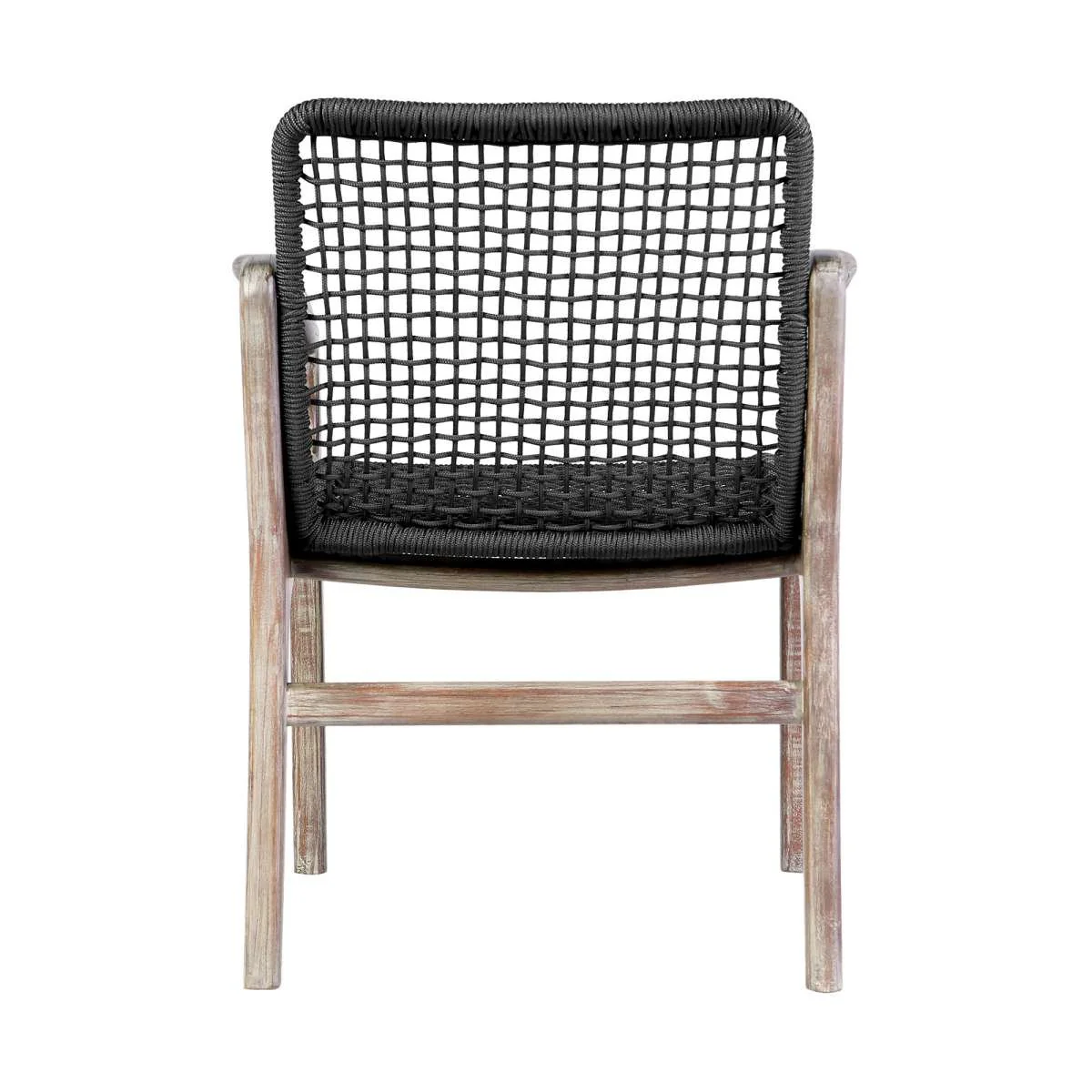 Beckham Outdoor Patio Dining Chair in Light Eucalyptus Wood and Charcoal Rope By Armen Living - Image 5