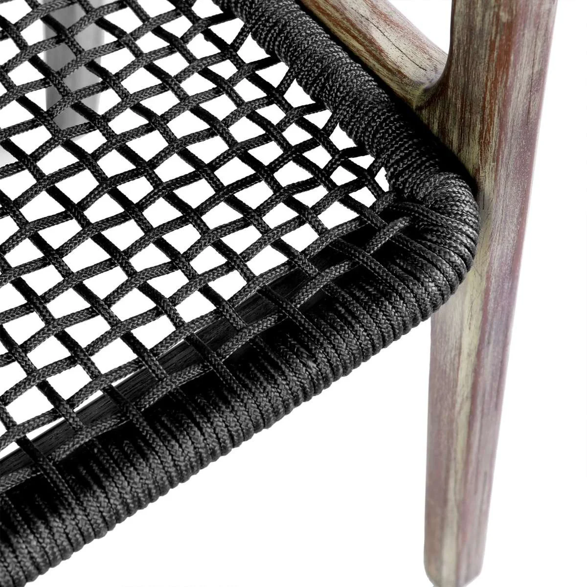 Beckham Outdoor Patio Dining Chair in Light Eucalyptus Wood and Charcoal Rope By Armen Living - Image 8