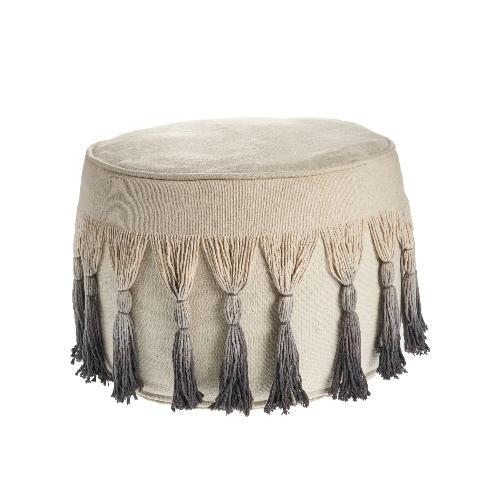 Beige 100% Cotton Ottoman By Homeroots - Image 2