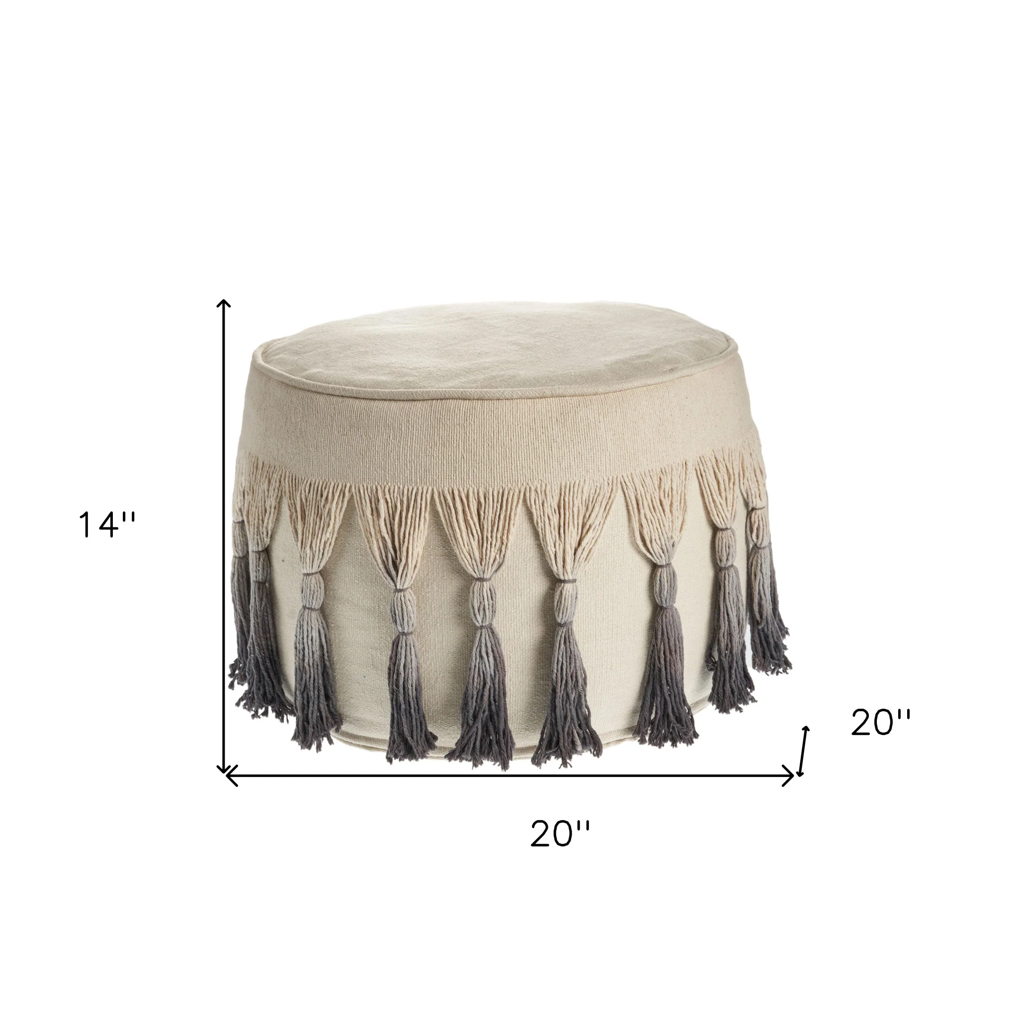 Beige 100% Cotton Ottoman By Homeroots - Image 5