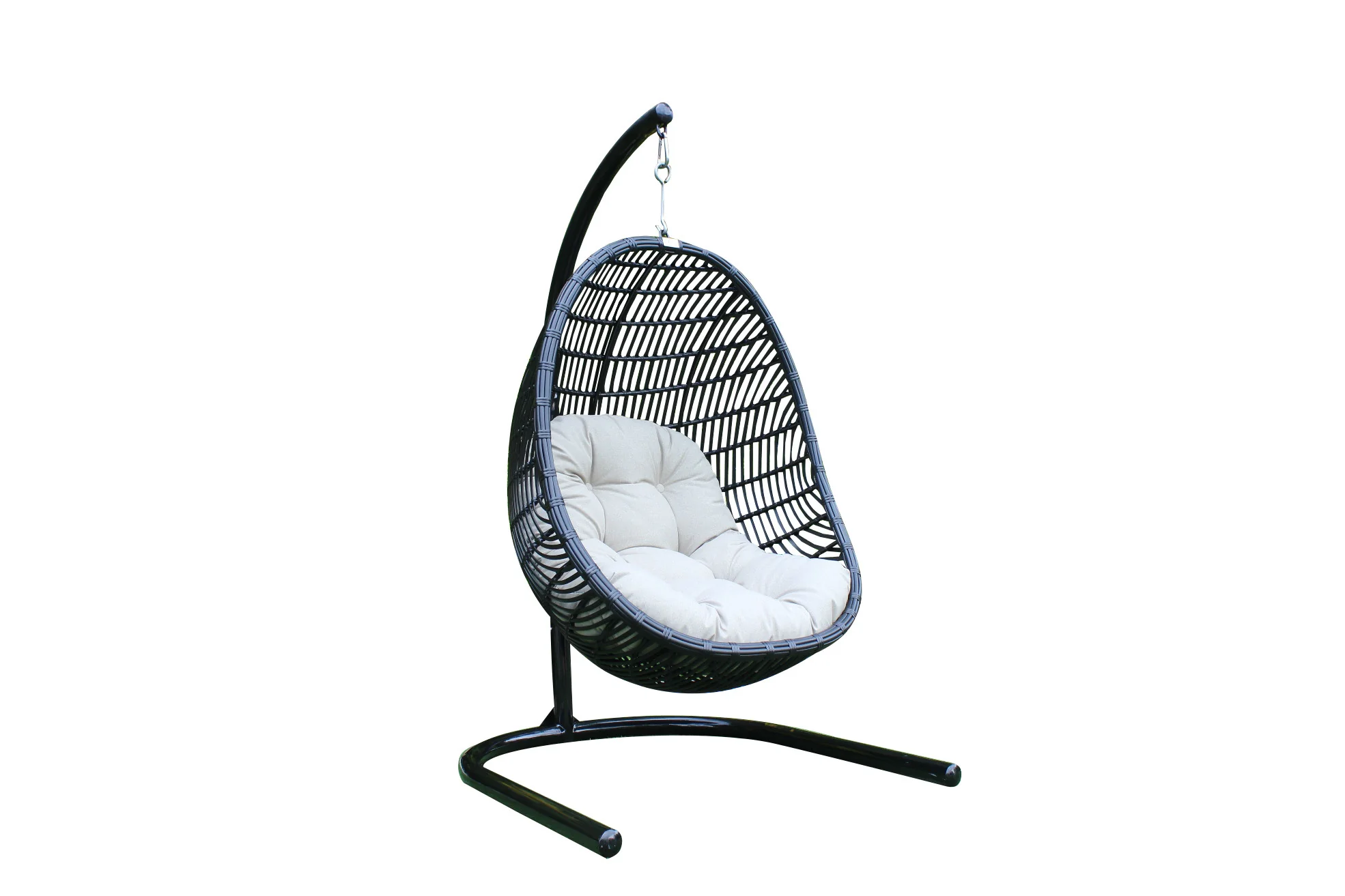 Beige Aluminum Outdoor Swing Chair with Beige Cushion By Homeroots - Image 2