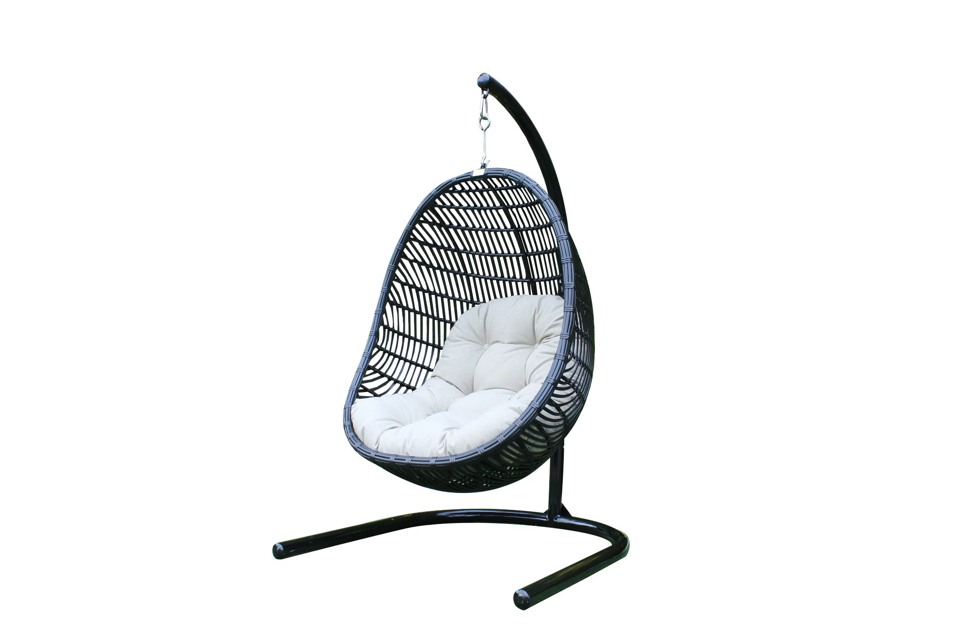 Beige Aluminum Outdoor Swing Chair with Beige Cushion By Homeroots - Image 3