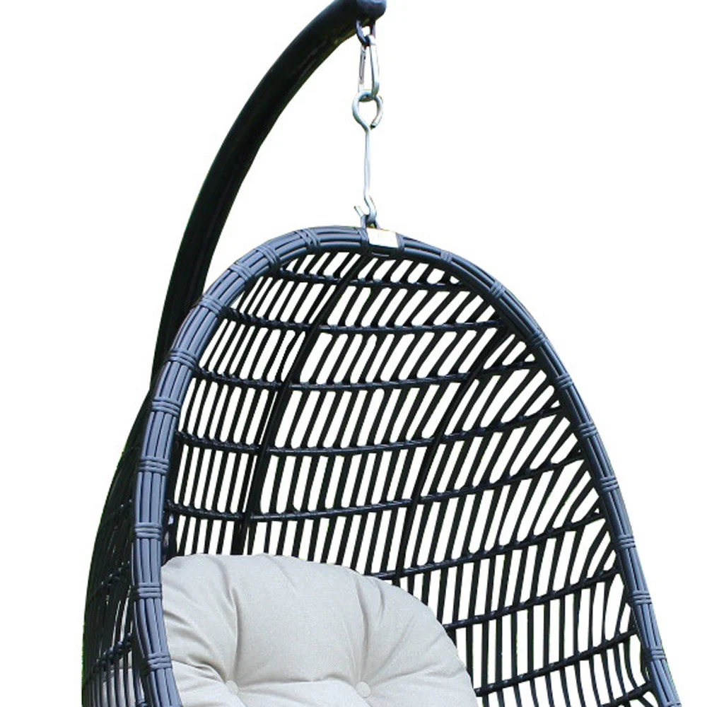 Beige Aluminum Outdoor Swing Chair with Beige Cushion By Homeroots - Image 4