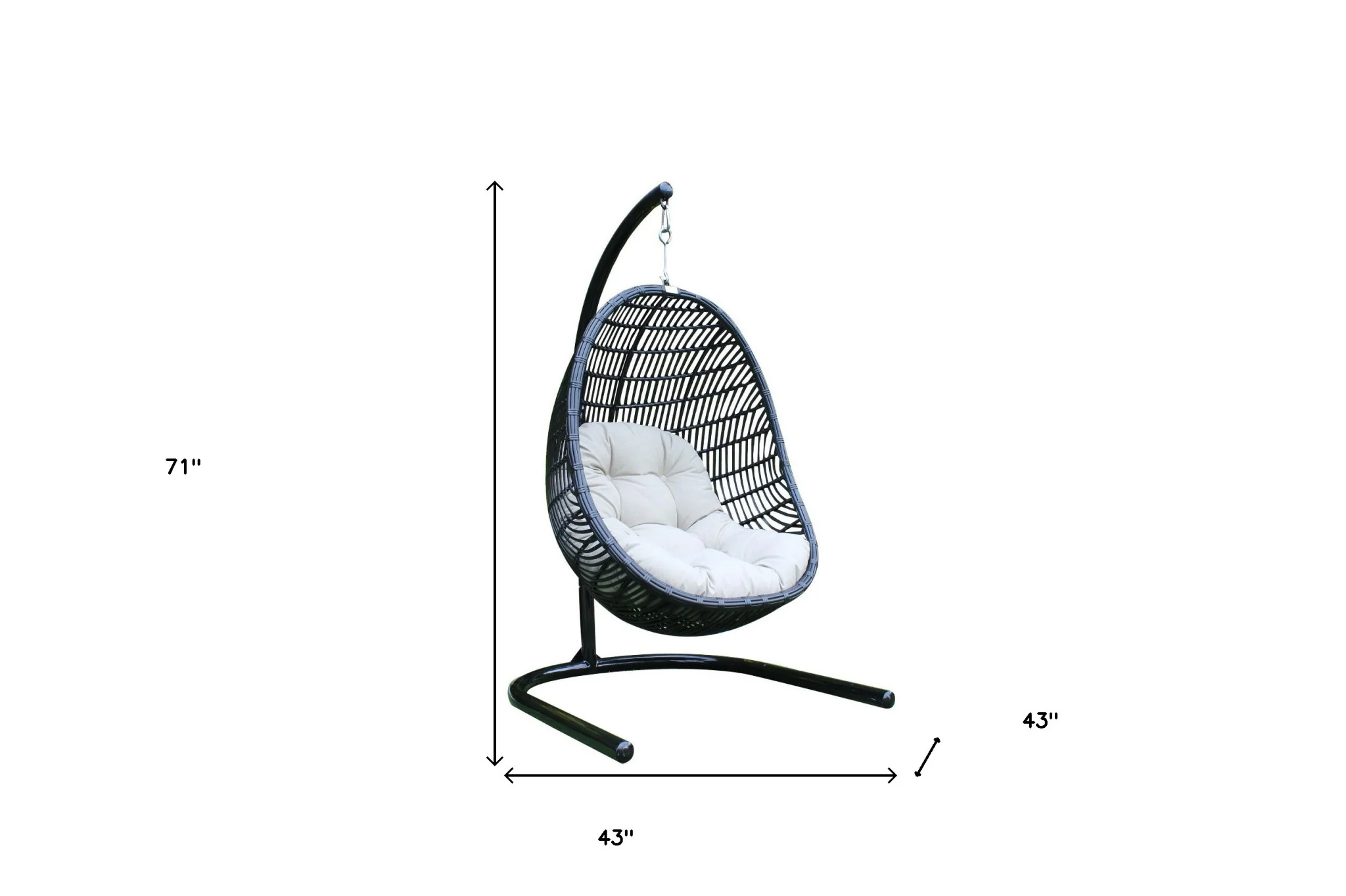 Beige Aluminum Outdoor Swing Chair with Beige Cushion By Homeroots - Image 6