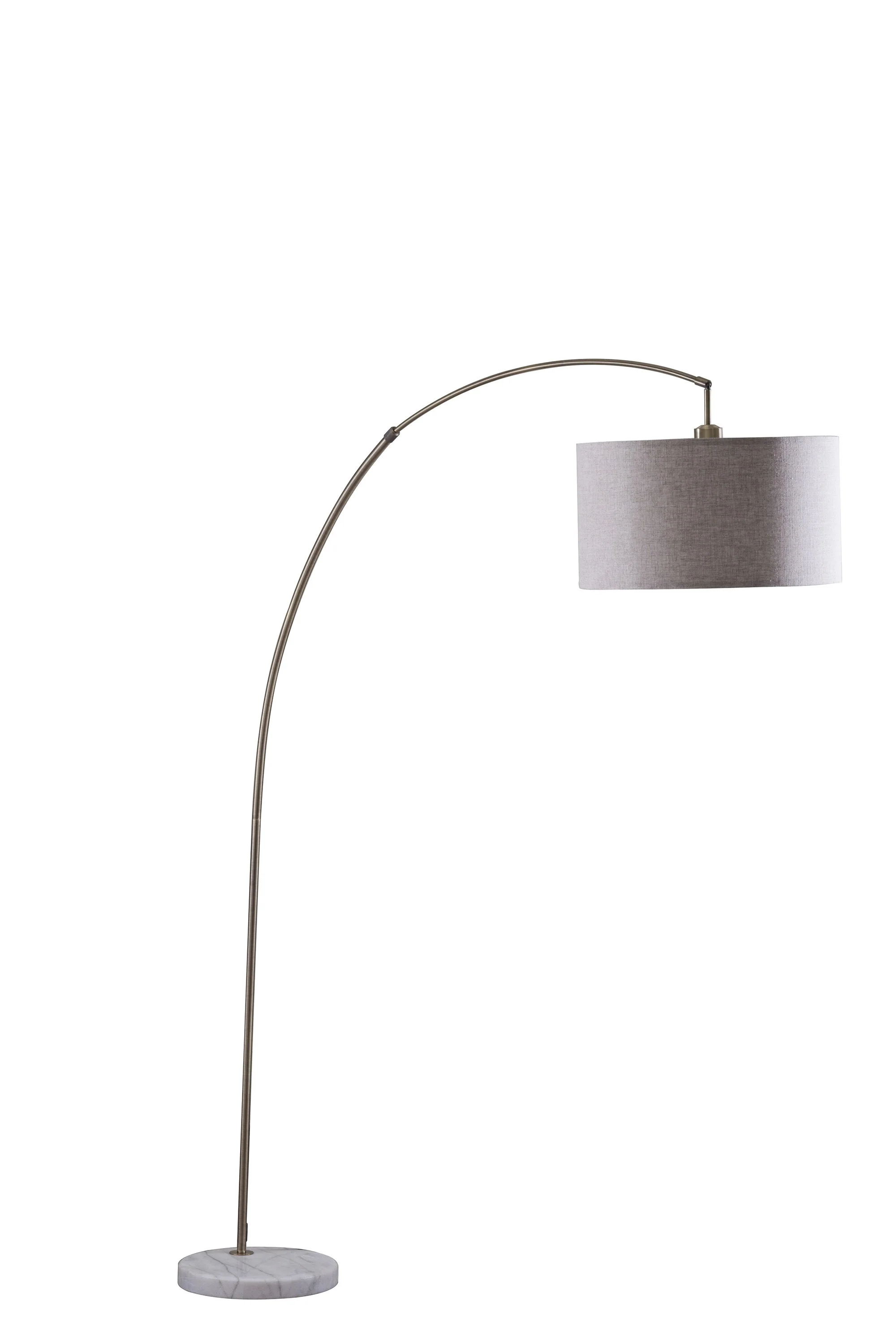 Beige And Antique Gold Arched Floor Lamp With Gray Drum Shade By Homeroots - Image 2