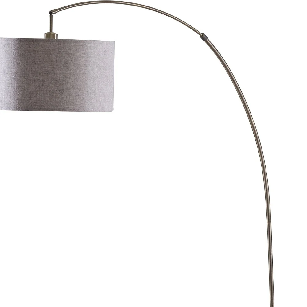 Beige And Antique Gold Arched Floor Lamp With Gray Drum Shade By Homeroots - Image 5