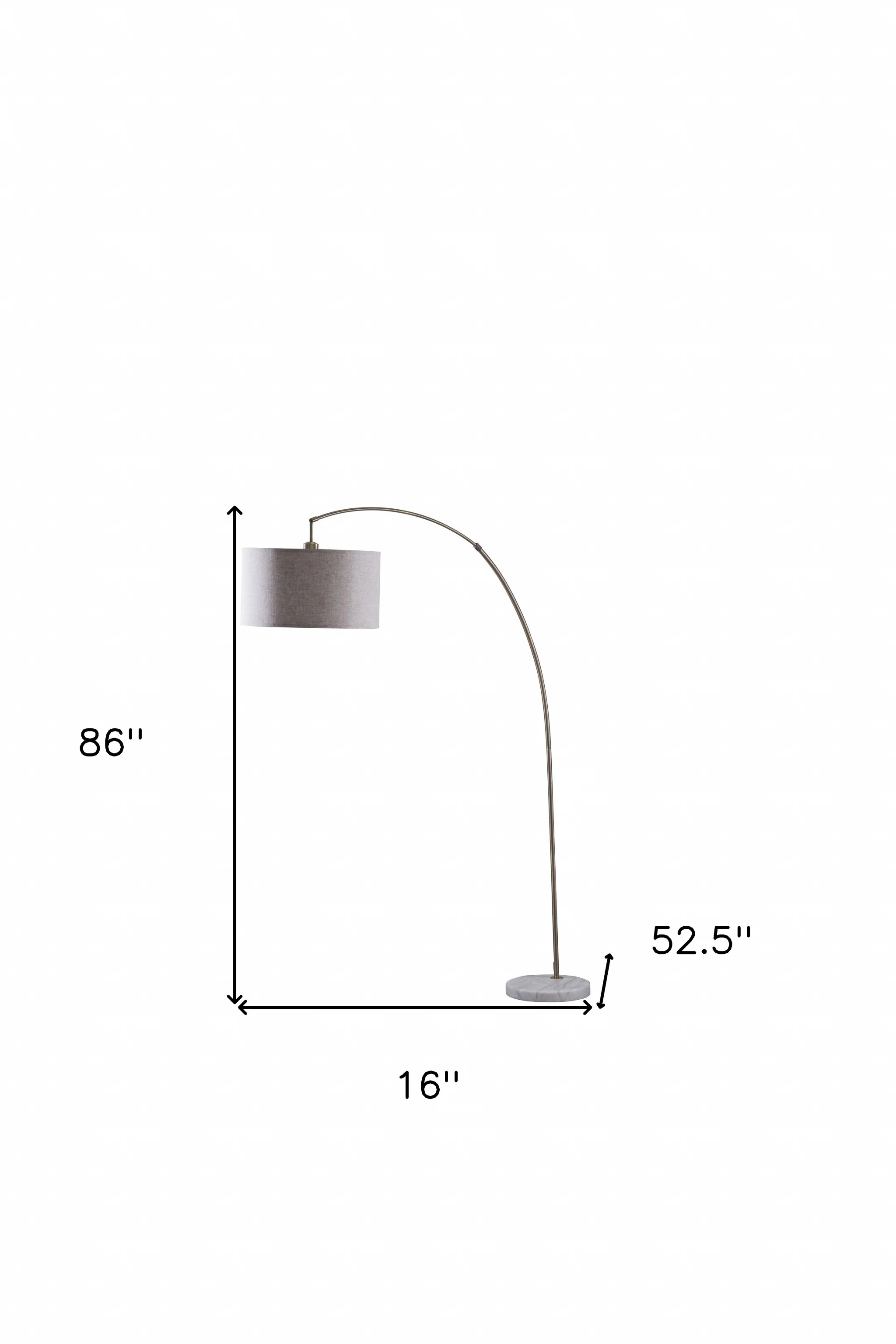 Beige And Antique Gold Arched Floor Lamp With Gray Drum Shade By Homeroots - Image 7