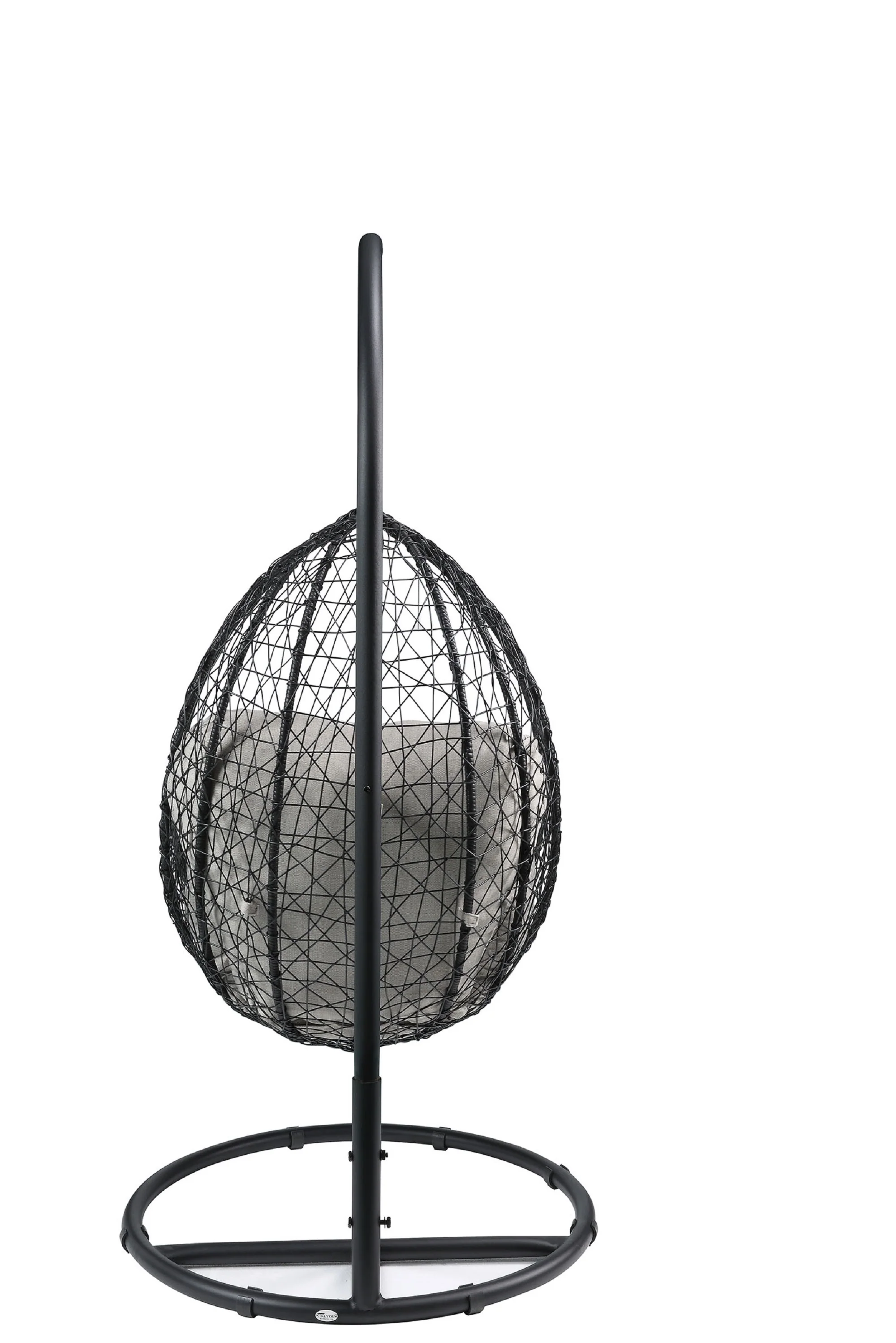 Beige and Black Hanging Pod Wicker Patio Swing Chair By Homeroots - Image 5