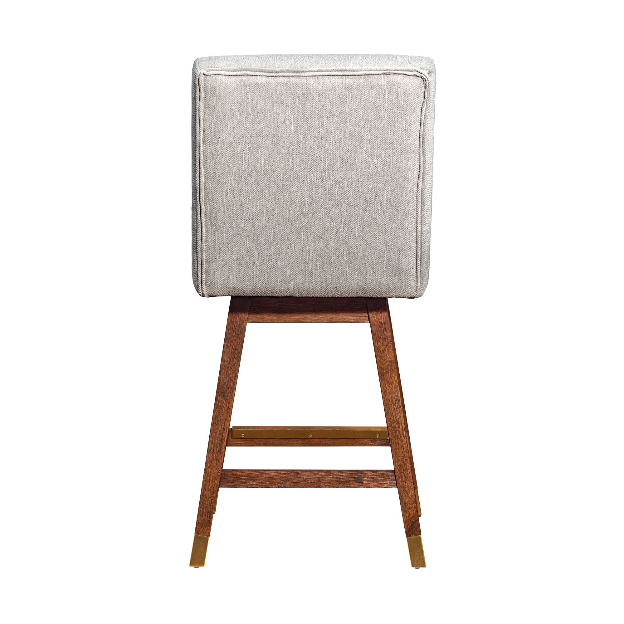 Beige and Brown Fabric and Solid Wood Counter Height Swivel Bar Chair By Homeroots - Image 8
