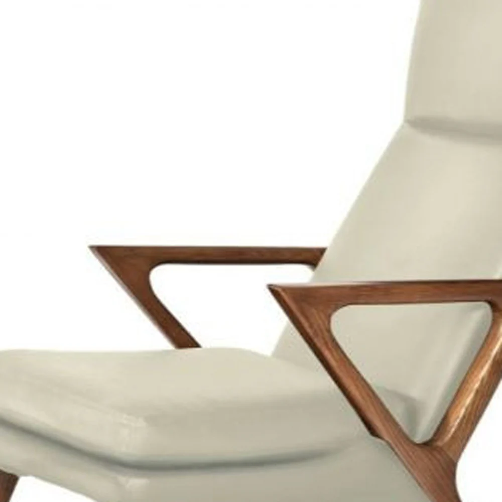 Beige And Brown Faux Leather Lounge Chair With Ottoman By Homeroots - Image 3