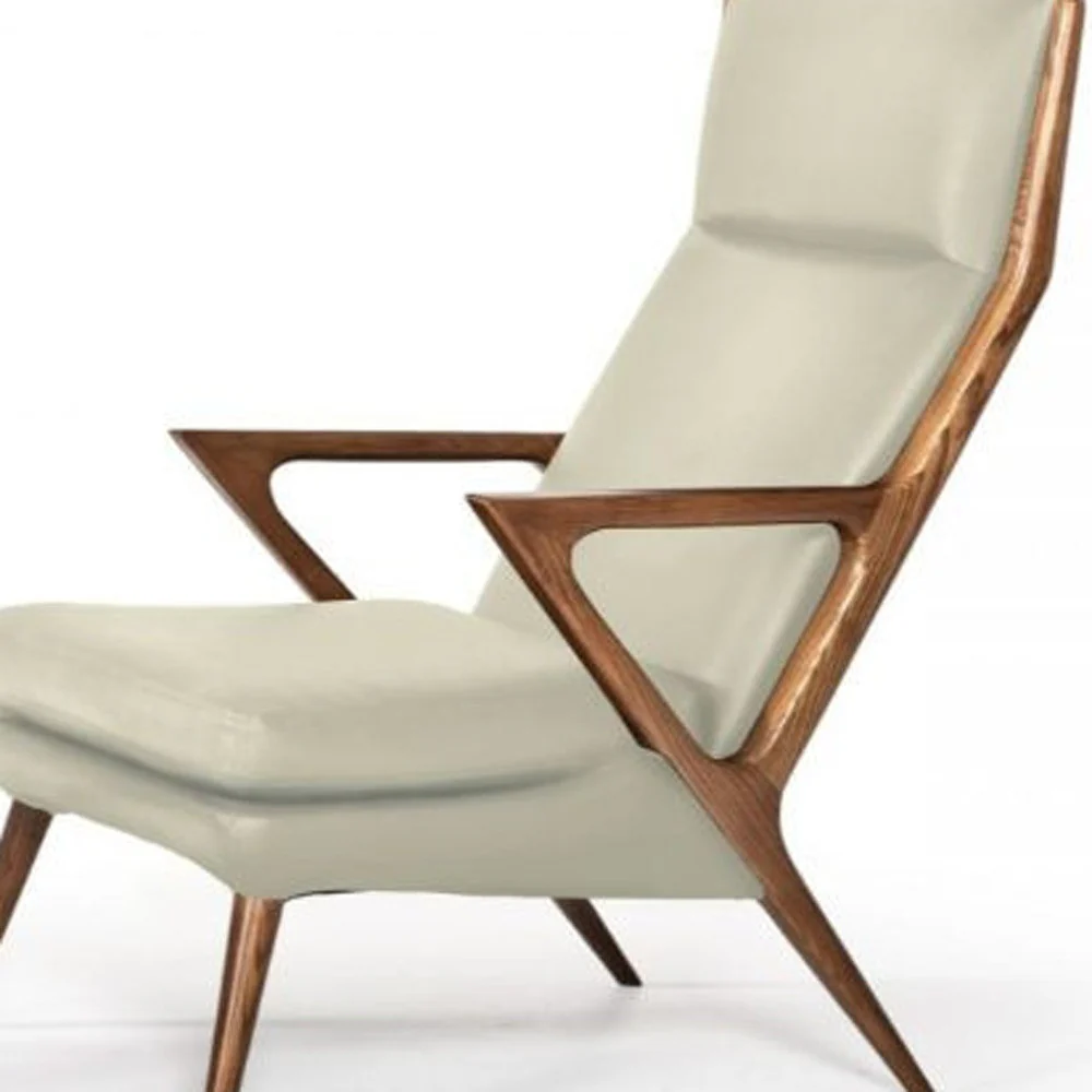 Beige And Brown Faux Leather Lounge Chair With Ottoman By Homeroots - Image 4