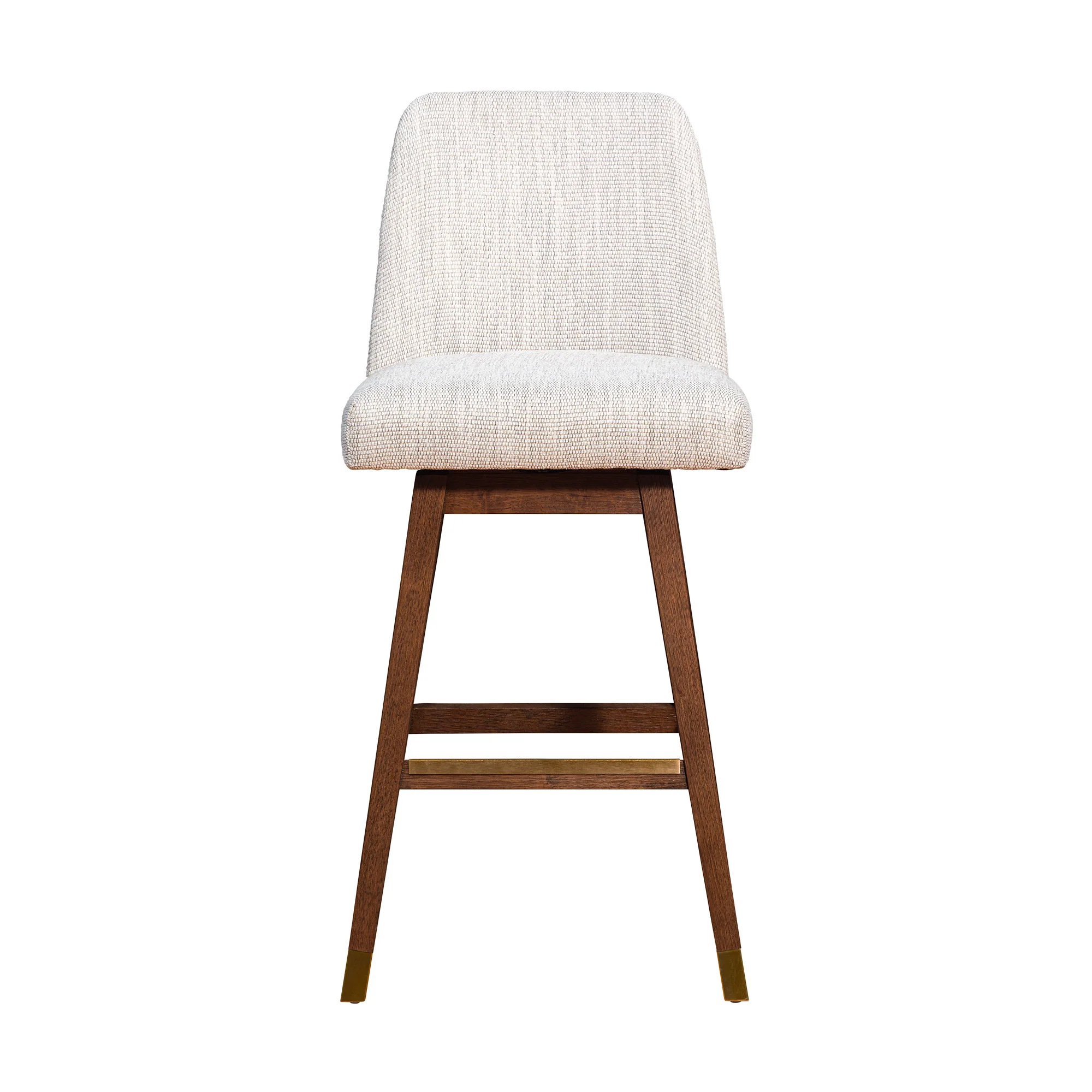 Beige and Brown Solid Wood Bar Height Swivel Bar Chair By Homeroots - Image 3