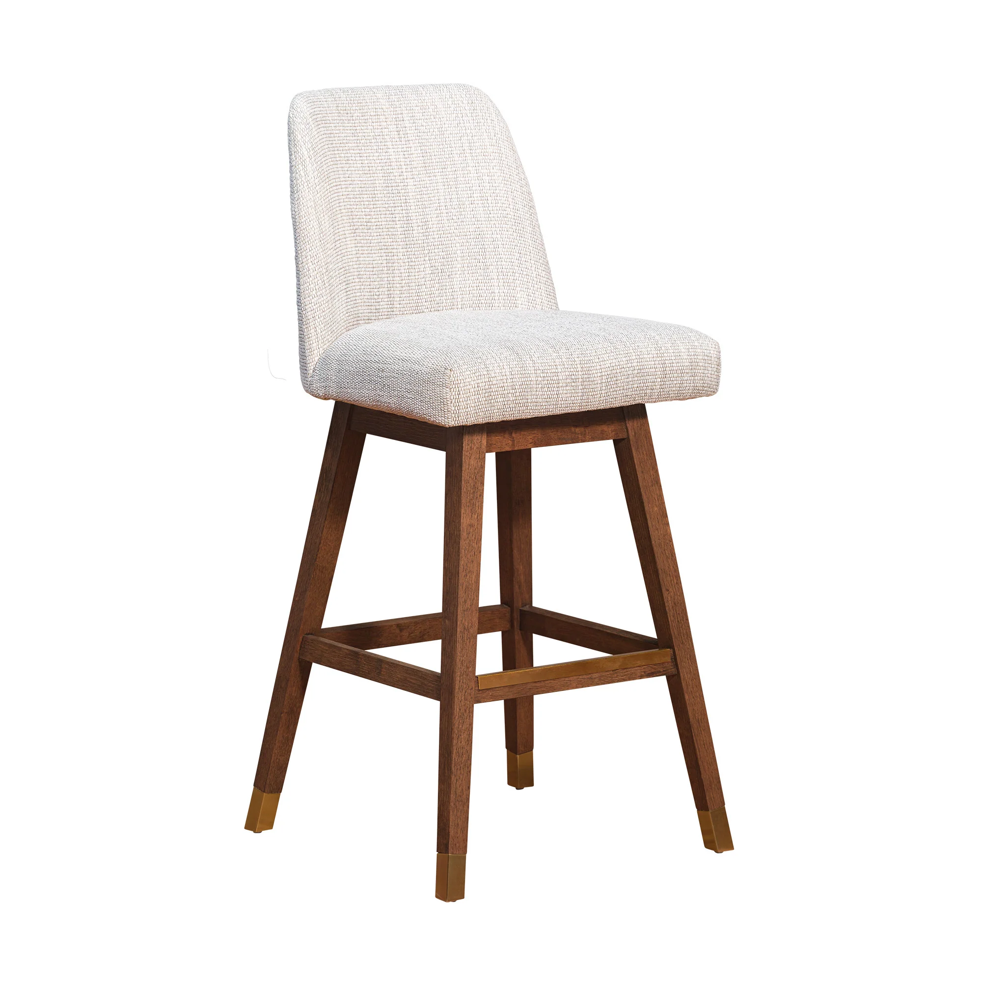 Beige and Brown Solid Wood Bar Height Swivel Bar Chair By Homeroots - Image 6