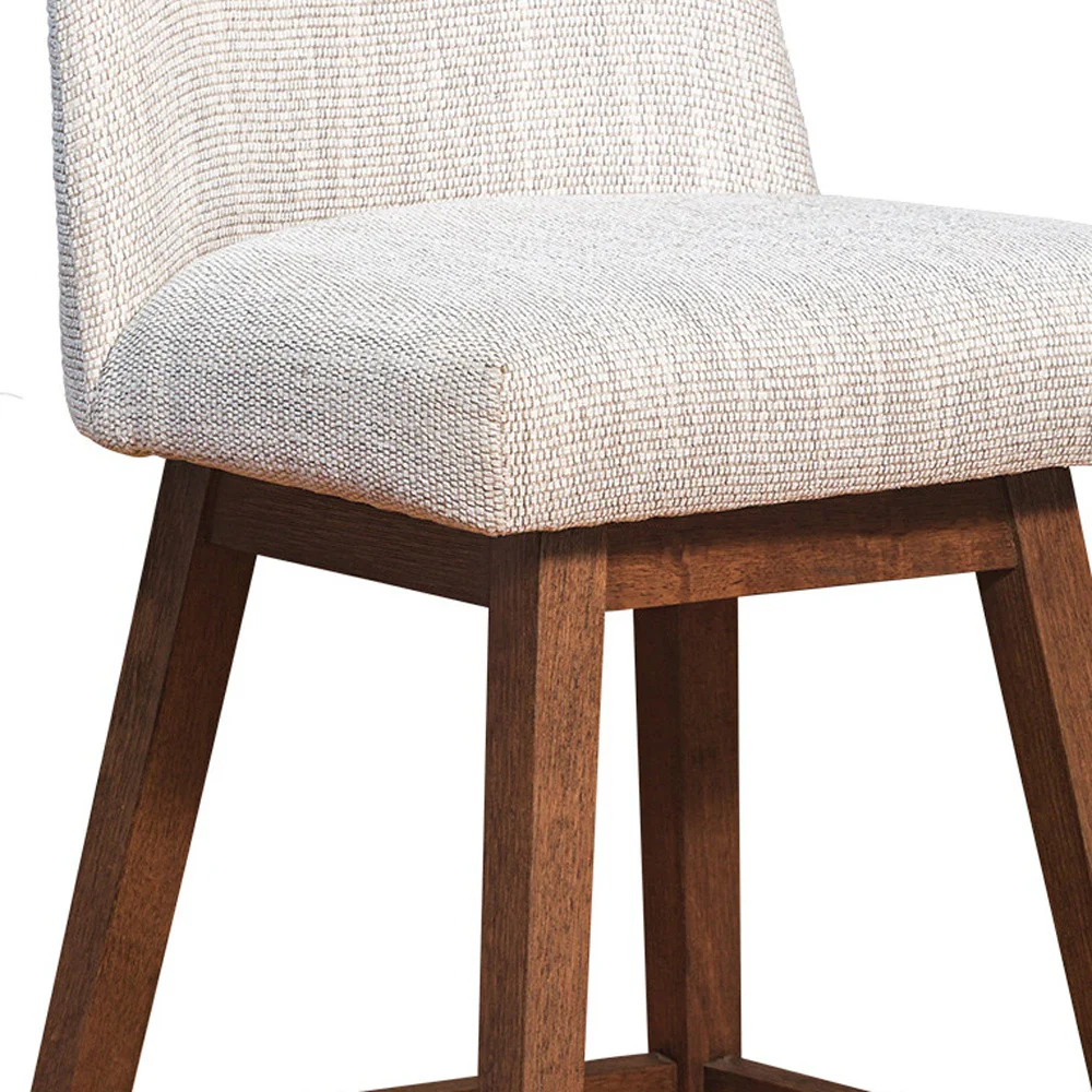 Beige and Brown Solid Wood Bar Height Swivel Bar Chair By Homeroots - Image 7