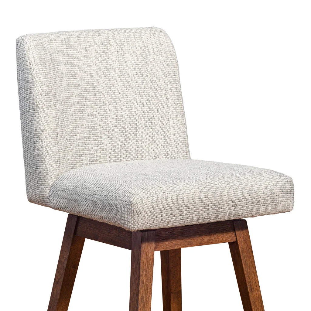 Beige And Brown Solid Wood Swivel Bar Height Bar Chair By Homeroots - Image 8
