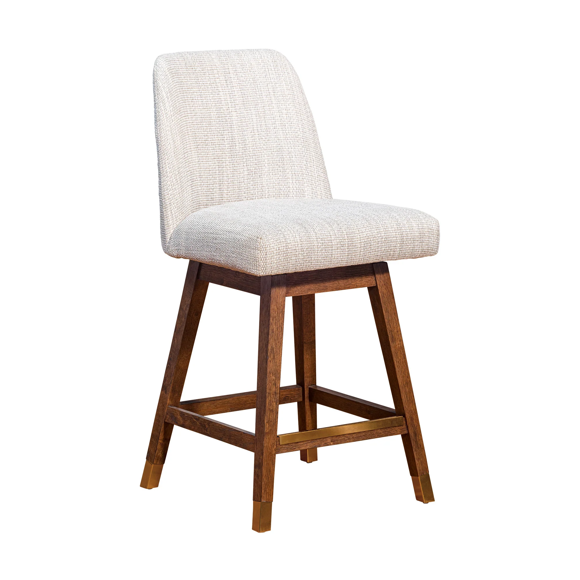 Beige And Brown Solid Wood Swivel Counter Height Bar Chair By Homeroots - Image 2