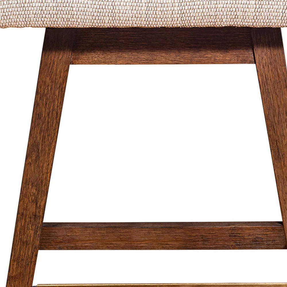 Beige And Brown Solid Wood Swivel Counter Height Bar Chair By Homeroots - Image 7