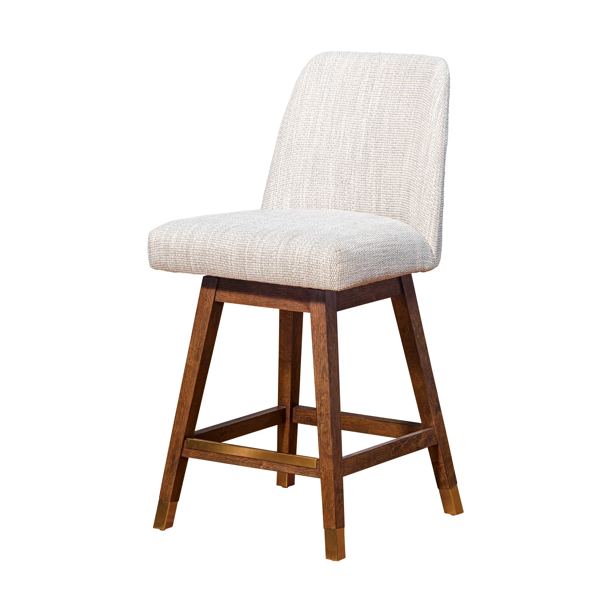 Beige And Brown Solid Wood Swivel Counter Height Bar Chair By Homeroots - Image 8