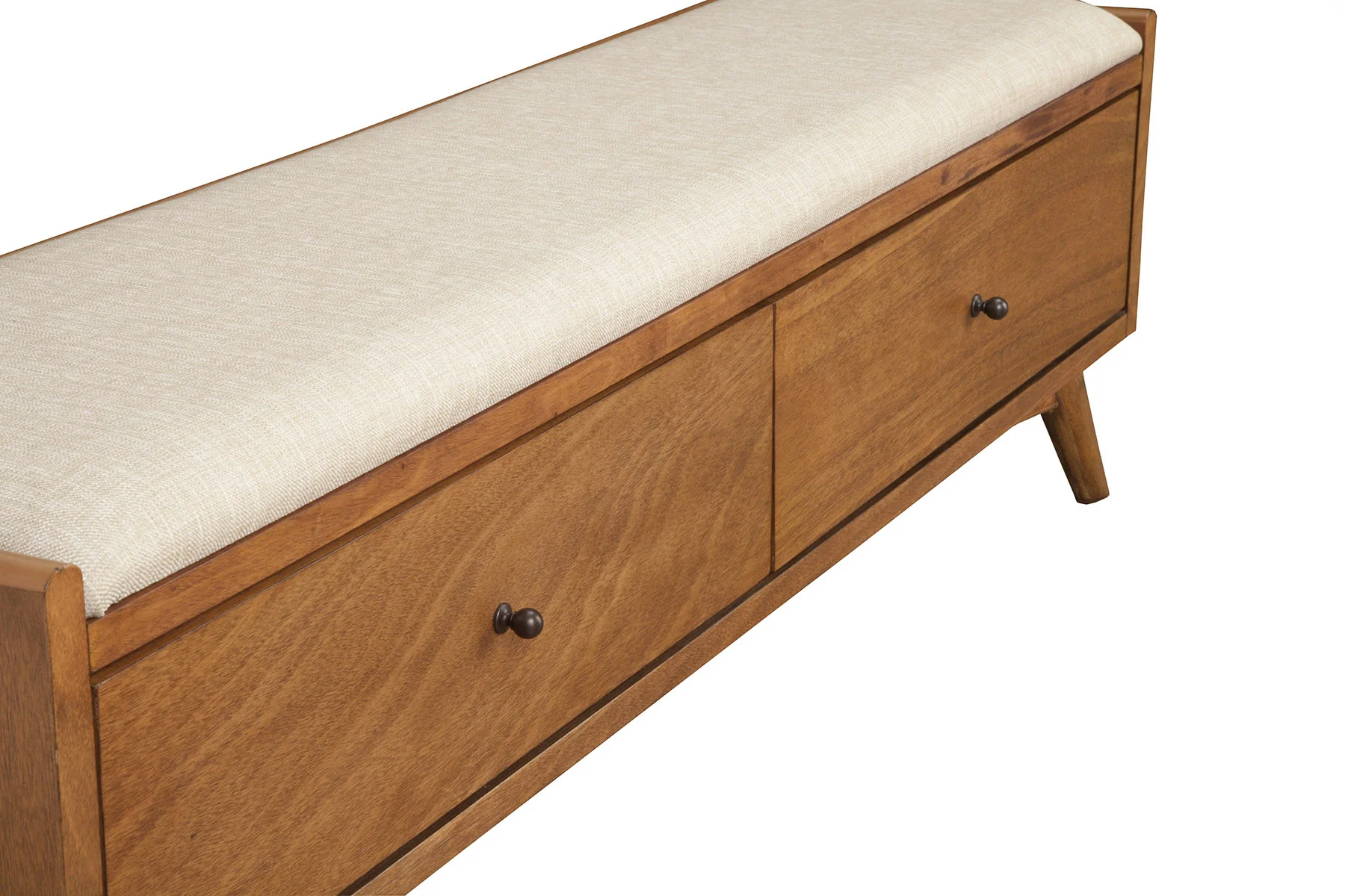 Beige and Brown Upholstered Polyester Blend Bench with Drawers By Homeroots - Image 2
