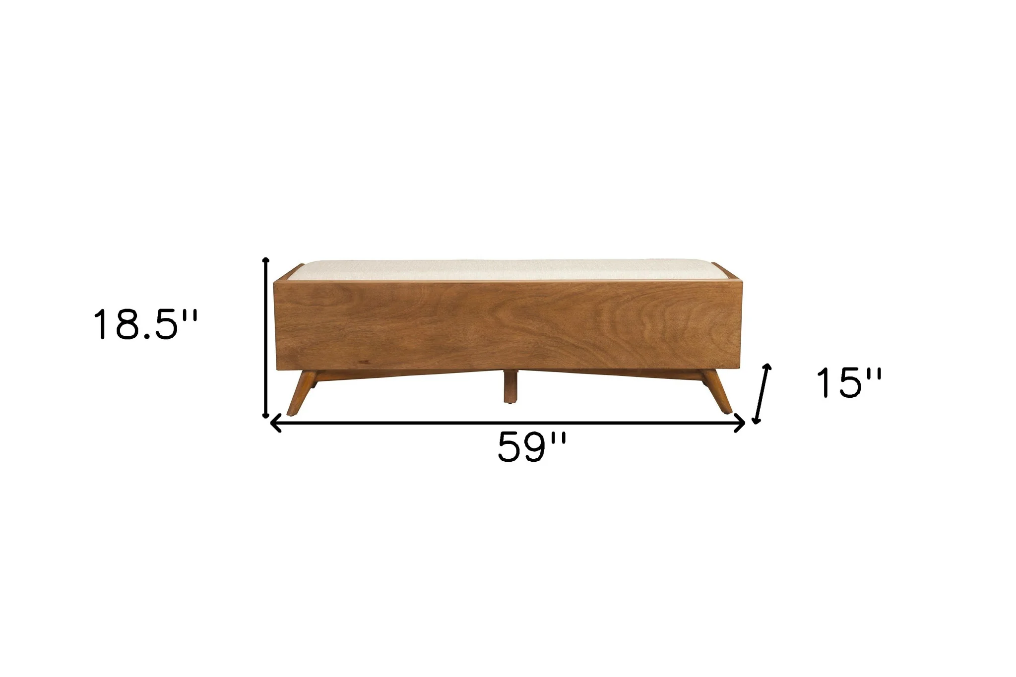 Beige and Brown Upholstered Polyester Blend Bench with Drawers By Homeroots - Image 3