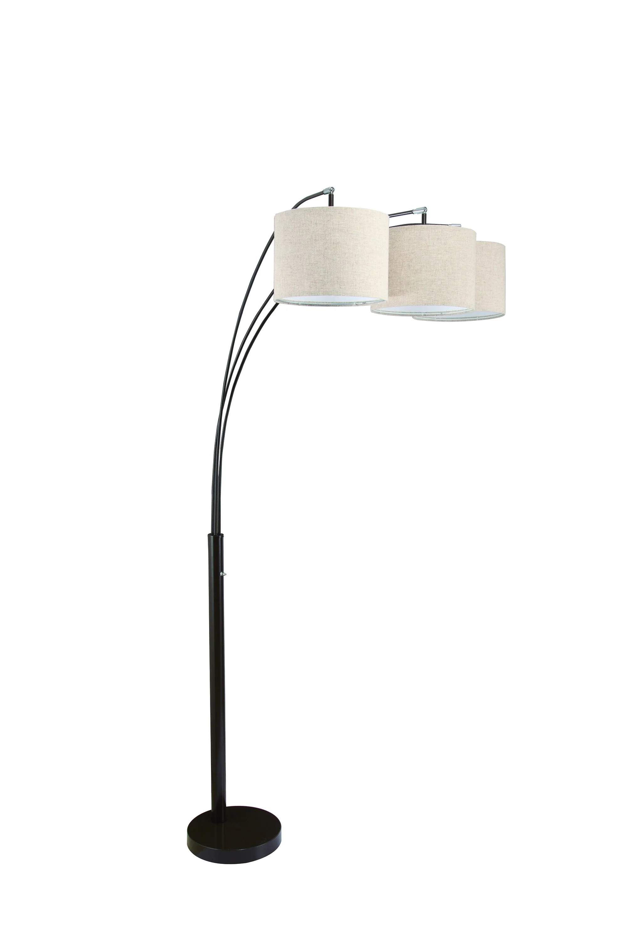 Beige And Espresso Brown Three Lights Tree Floor Lamp With Beige Drum Shade By Homeroots - Image 2