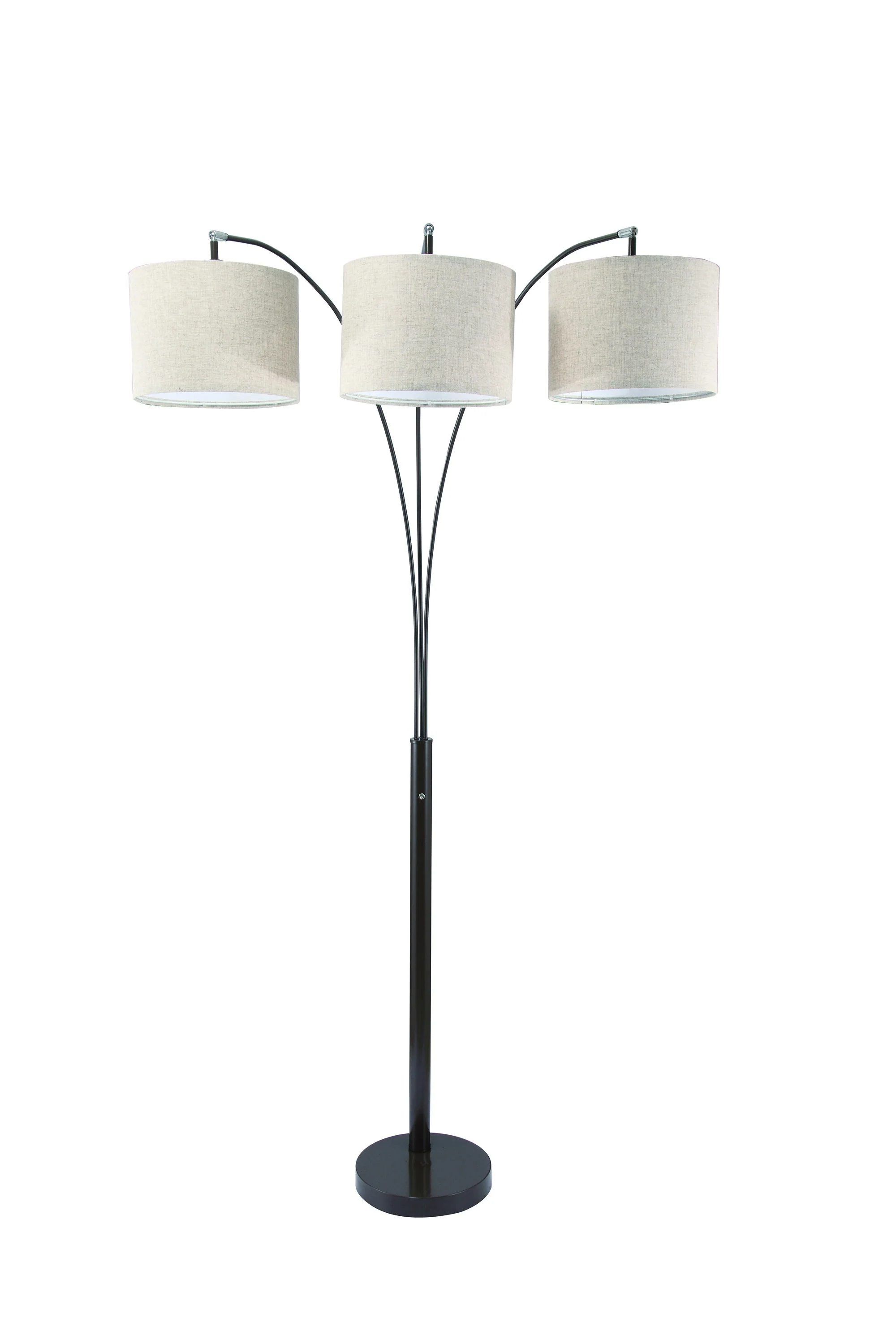 Beige And Espresso Brown Three Lights Tree Floor Lamp With Beige Drum Shade By Homeroots - Image 3