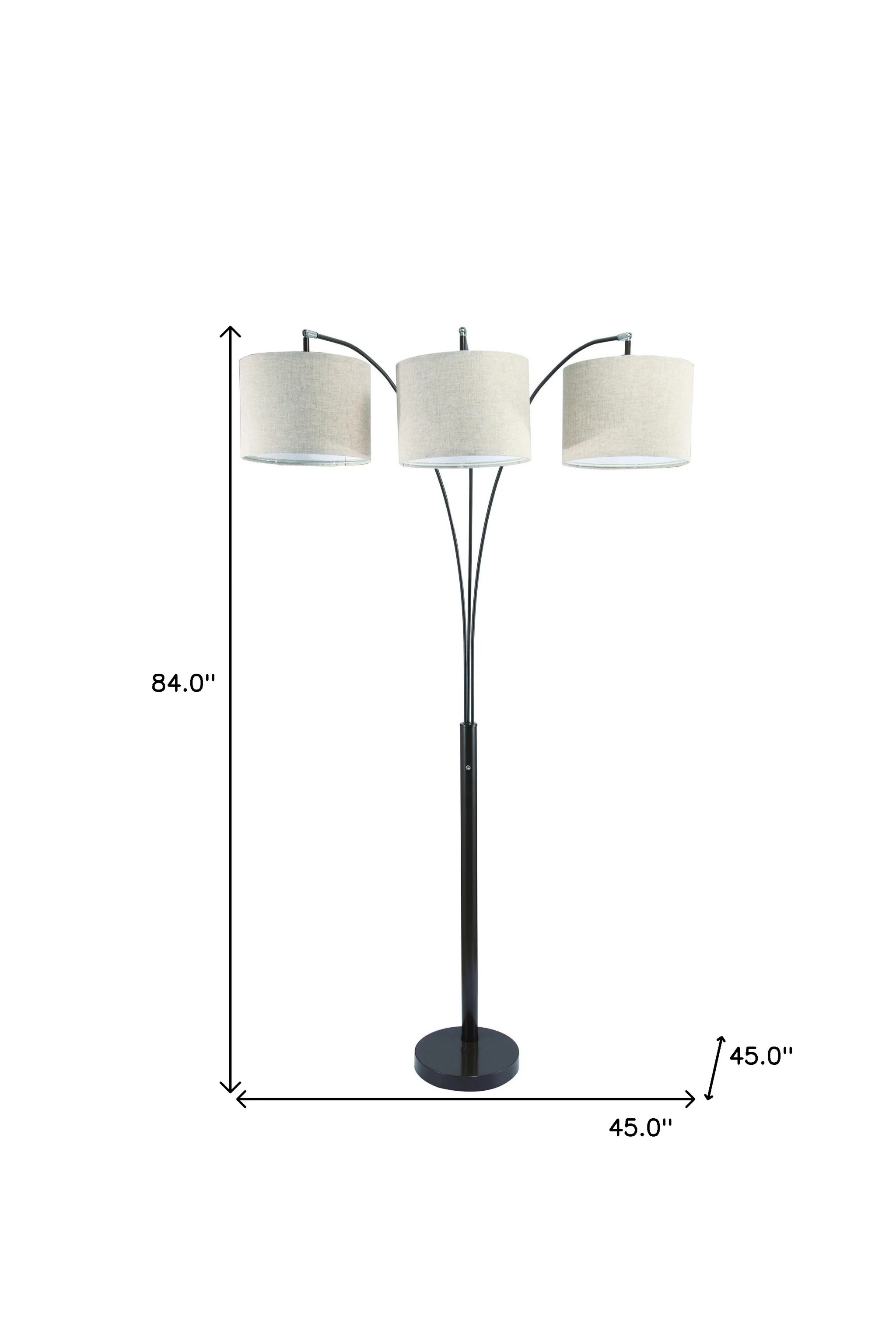 Beige And Espresso Brown Three Lights Tree Floor Lamp With Beige Drum Shade By Homeroots - Image 8