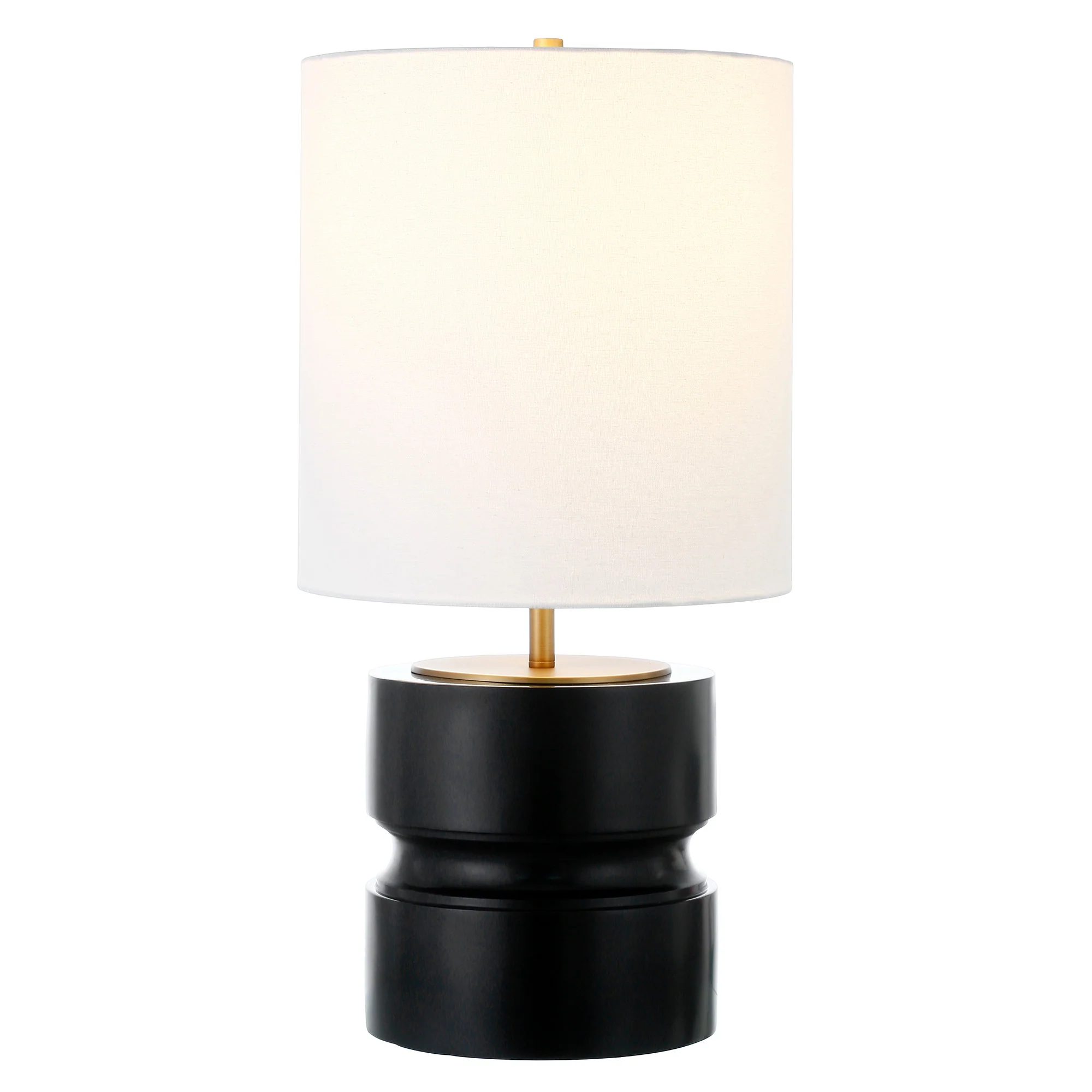 Beige and Gold Metal Geometric Table Lamp With White Drum Shade By Homeroots - Image 7