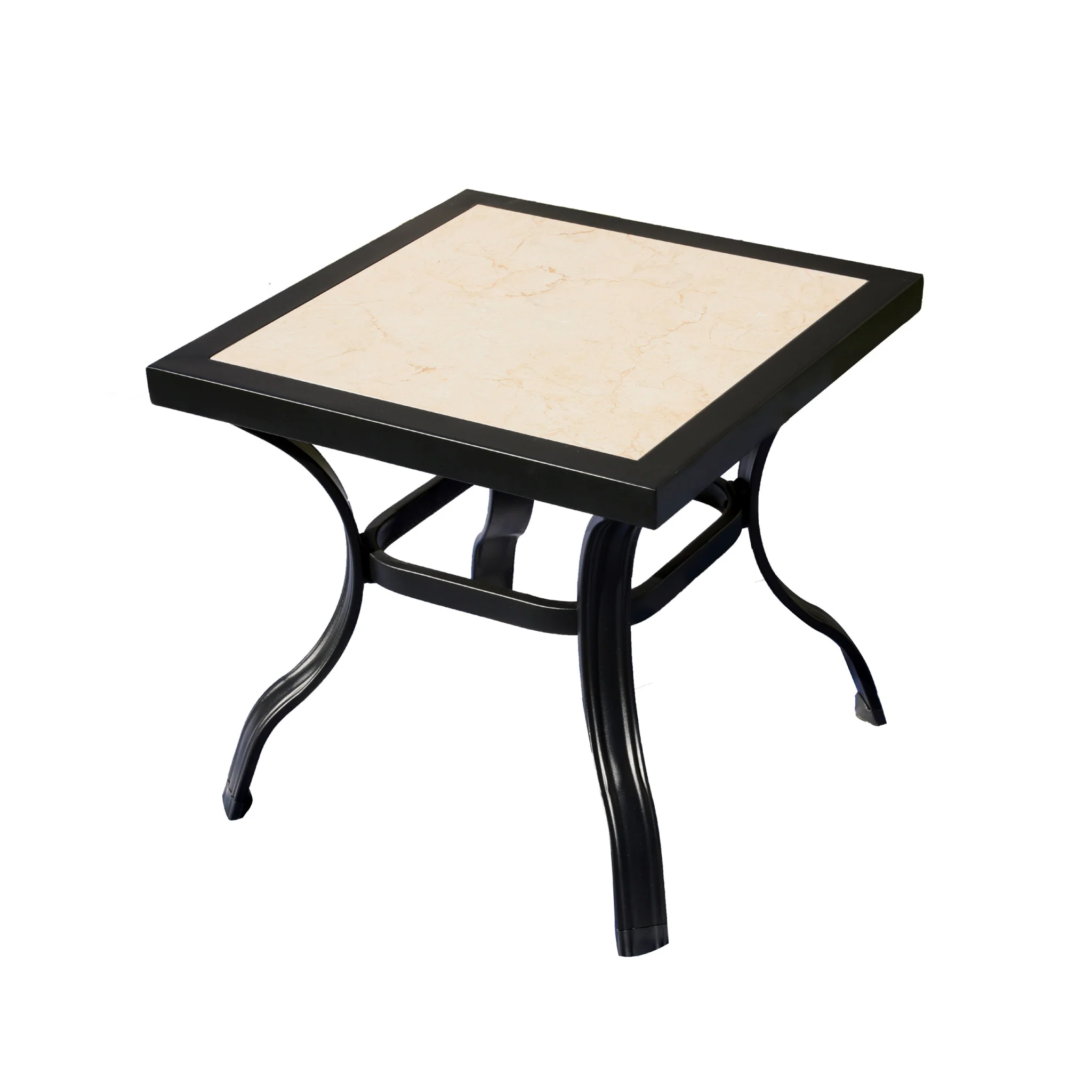 Beige and Ivory Square Ceramic Outdoor Side Table By Homeroots - Image 2