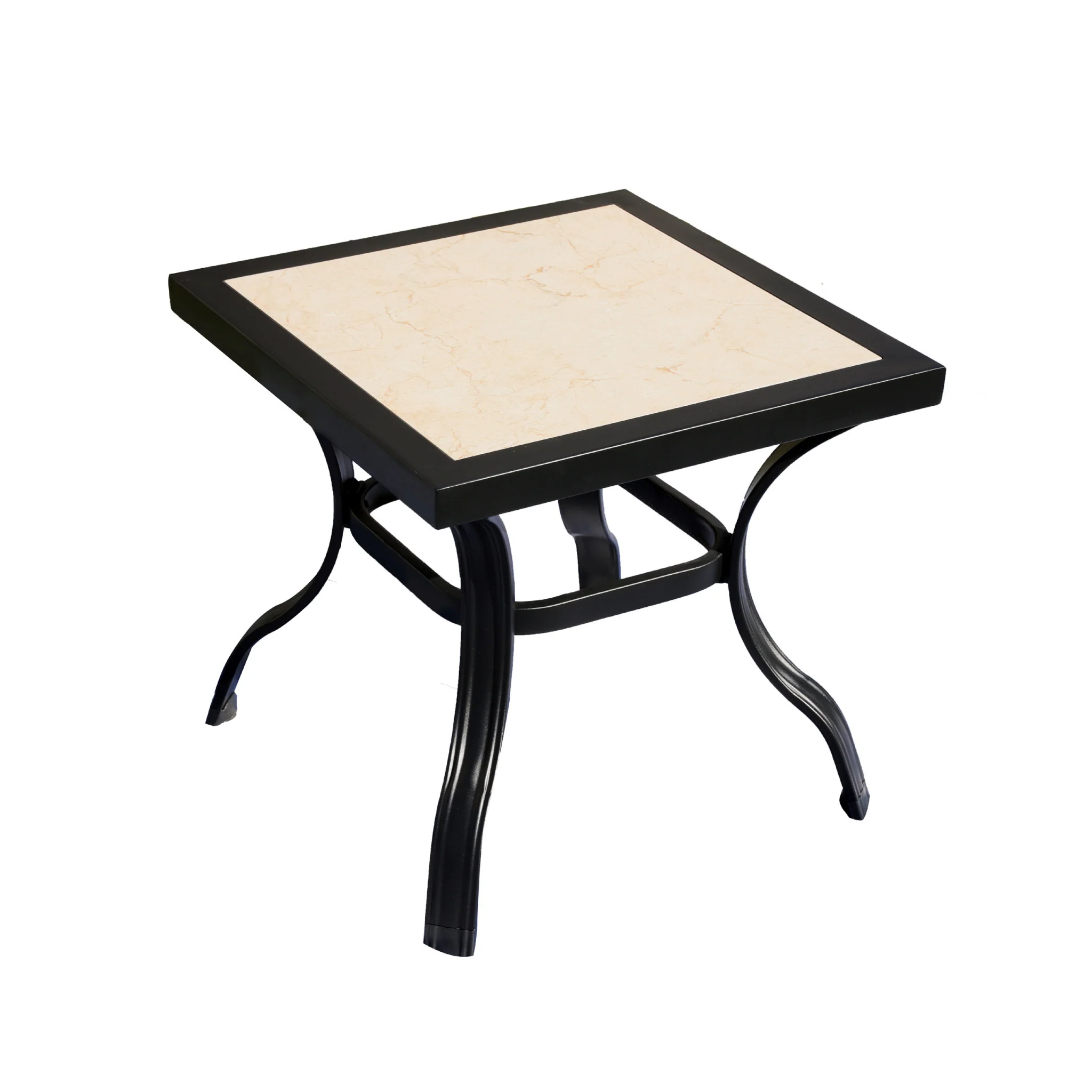Beige and Ivory Square Ceramic Outdoor Side Table By Homeroots - Image 3