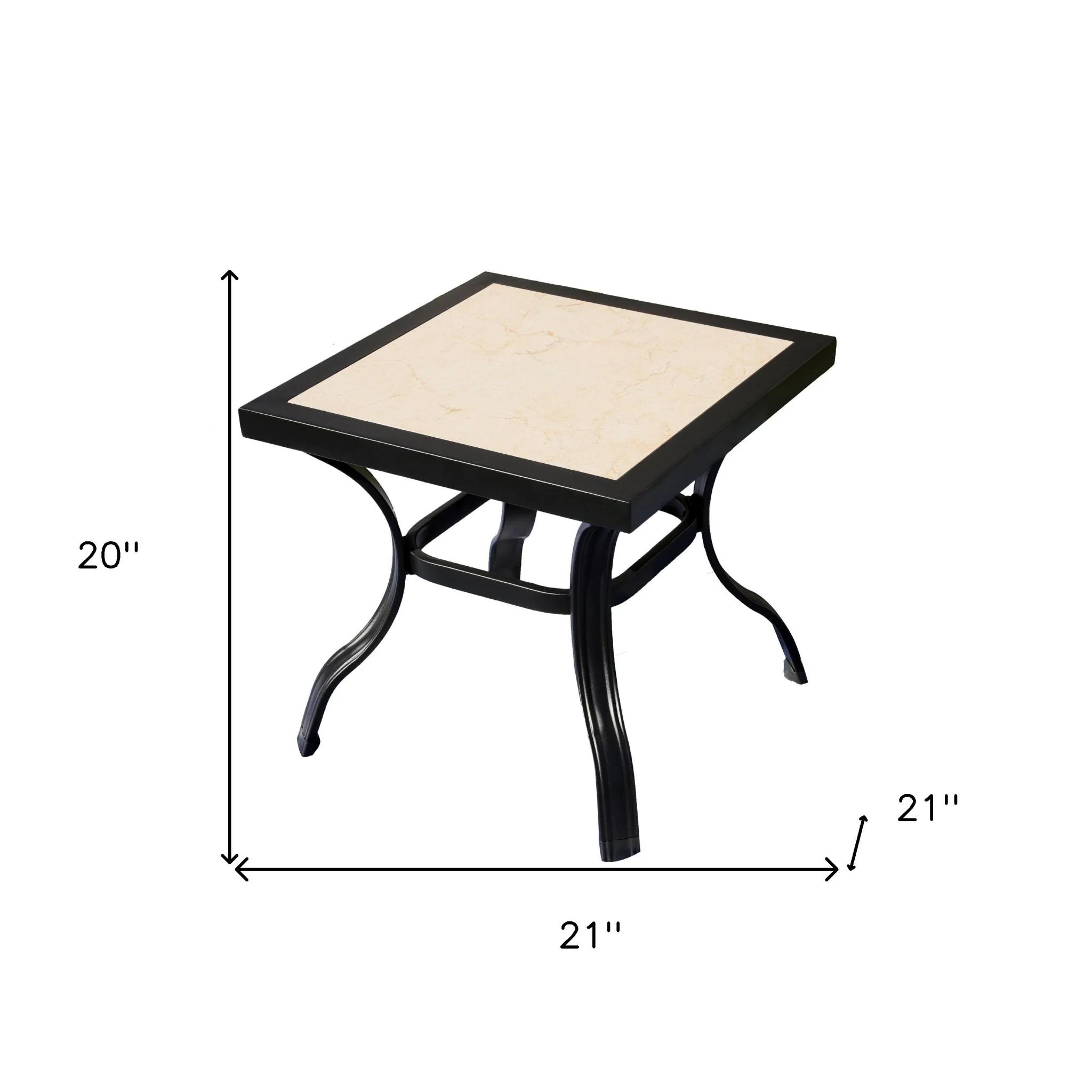 Beige and Ivory Square Ceramic Outdoor Side Table By Homeroots - Image 4