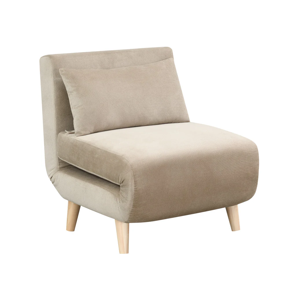 Beige and Natural Upholstered Slipper Chair And Toss Pillow By Homeroots - Image 3