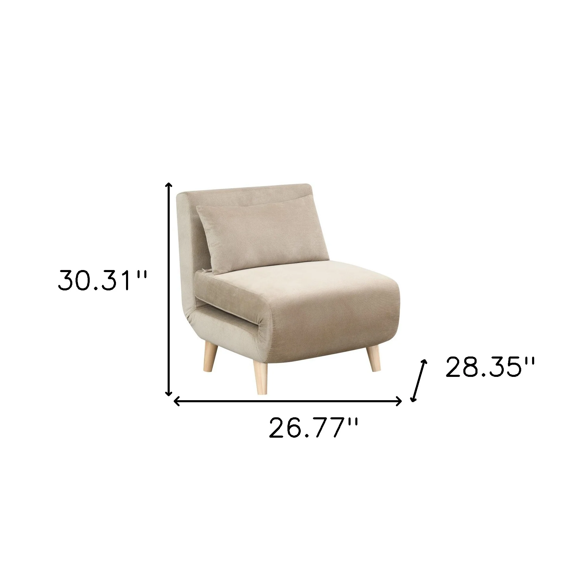 Beige and Natural Upholstered Slipper Chair And Toss Pillow By Homeroots - Image 5