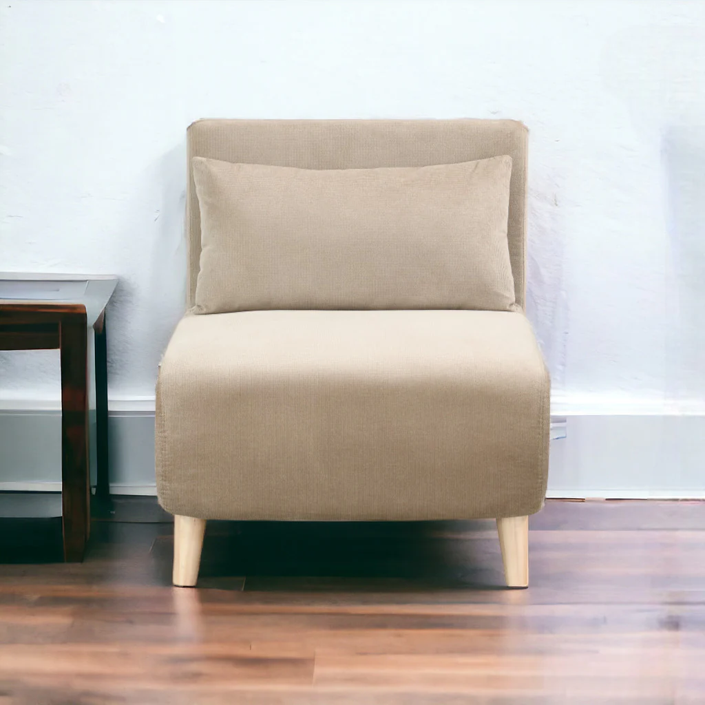 Beige and Natural Upholstered Slipper Chair And Toss Pillow By Homeroots - Image 6