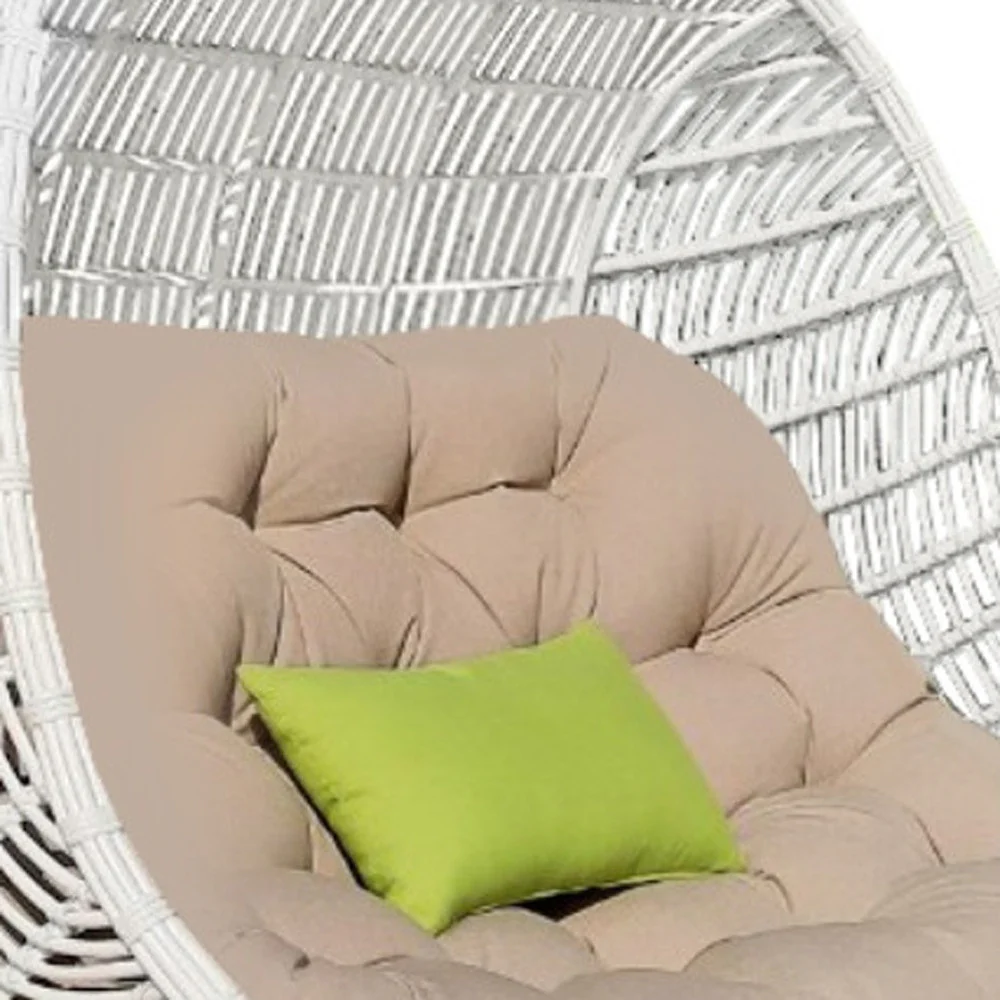 Beige and White Metal Indoor Outdoor Swing Chair with Beige Cushion By Homeroots - Image 5