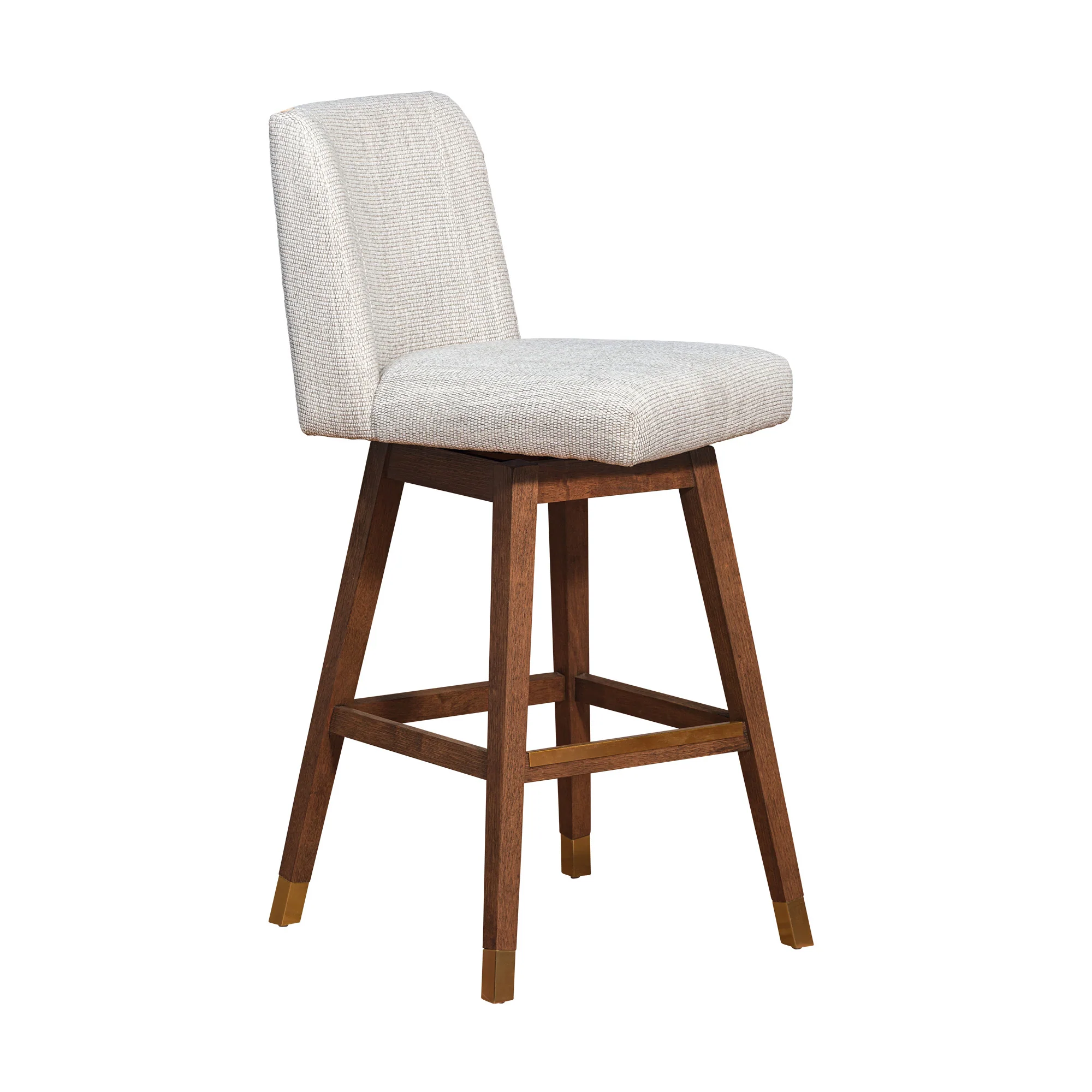 Beige and Wood Brown Solid Wood Bar Height Swivel Bar Chair By Homeroots - Image 2