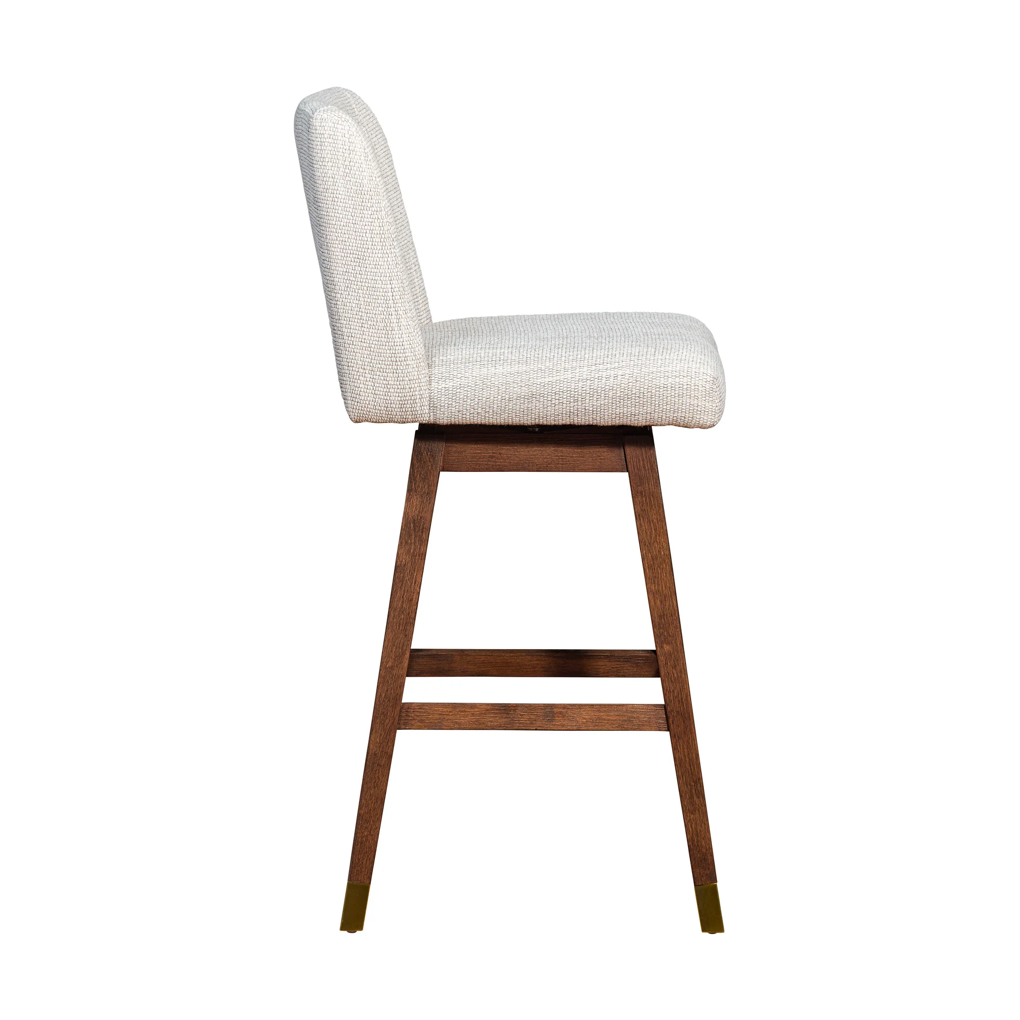 Beige and Wood Brown Solid Wood Bar Height Swivel Bar Chair By Homeroots - Image 4