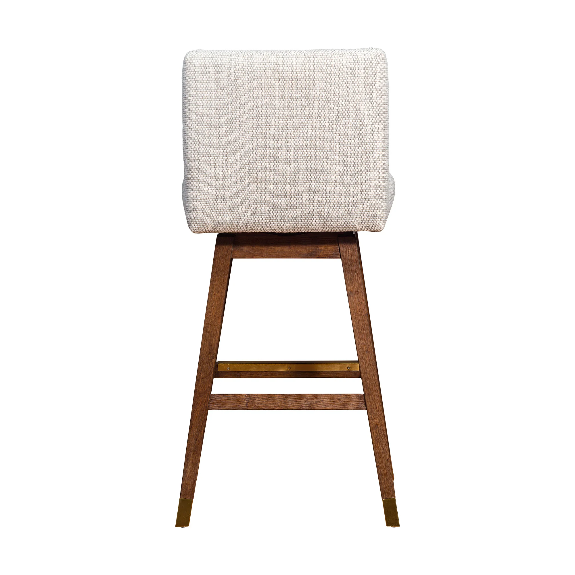 Beige and Wood Brown Solid Wood Bar Height Swivel Bar Chair By Homeroots - Image 5