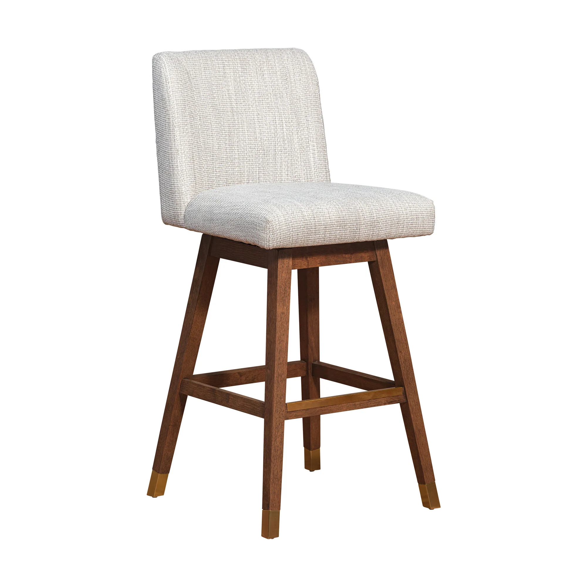 Beige and Wood Brown Solid Wood Bar Height Swivel Bar Chair By Homeroots - Image 6